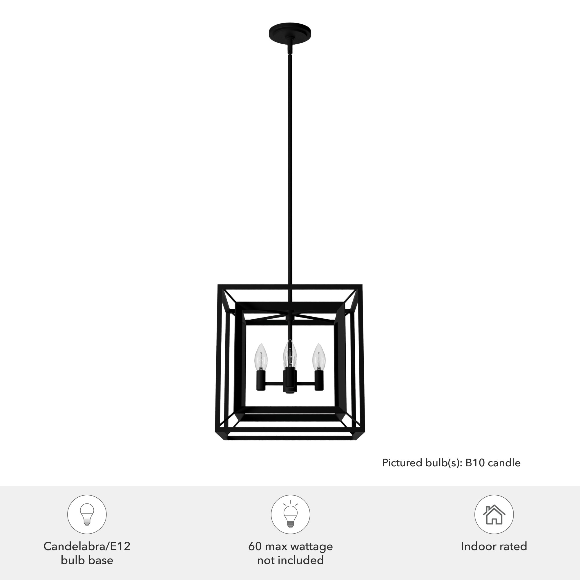 Doherty 15" Black Iron Candle Lantern Pendant Light