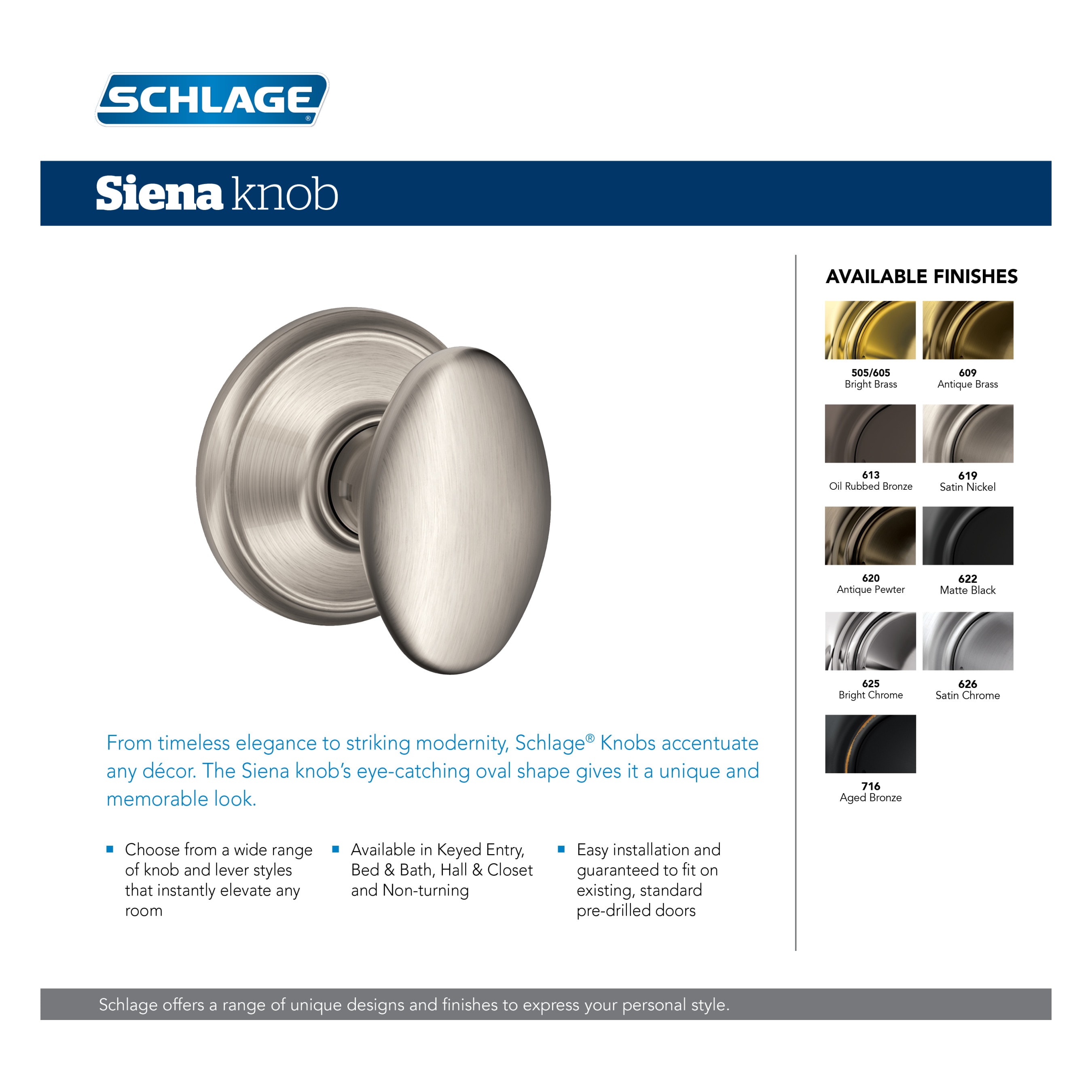 Schlage F40 SIE 716 Door-Knobs - View #6