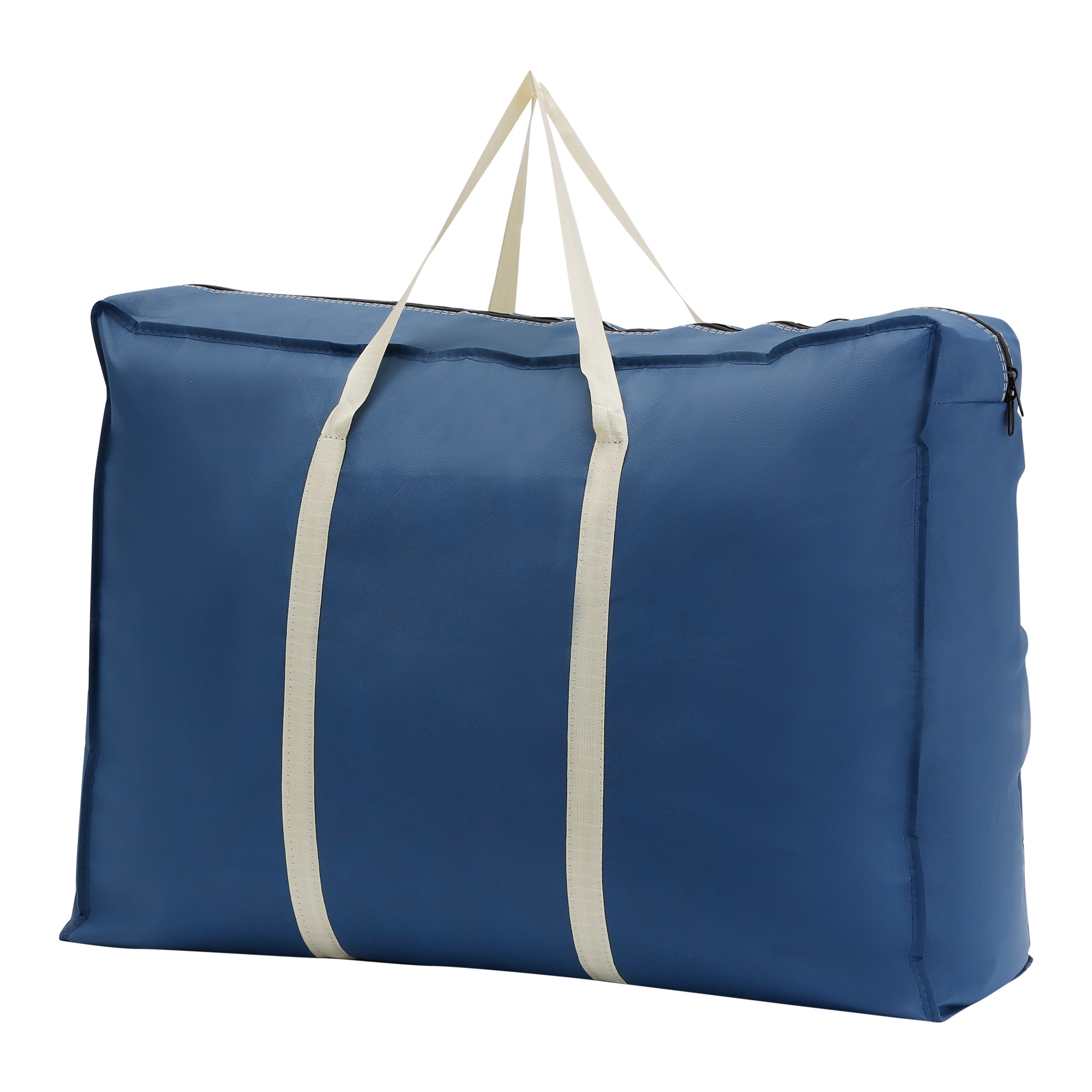 Unique Bargains 1 Pack Clothes Storage Foldable Storage Bags Moving Bags for Organizing Bedroom Clothing Closet Organizer with Handles 27x19.5x10in Navy Blue