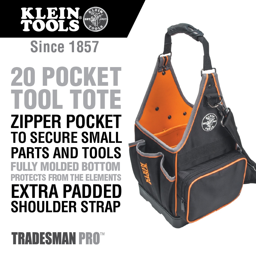 Klein Tools Black Ballistic Nylon 8.75-in Zippered Electrician's Tote in  the Tool Bags department at