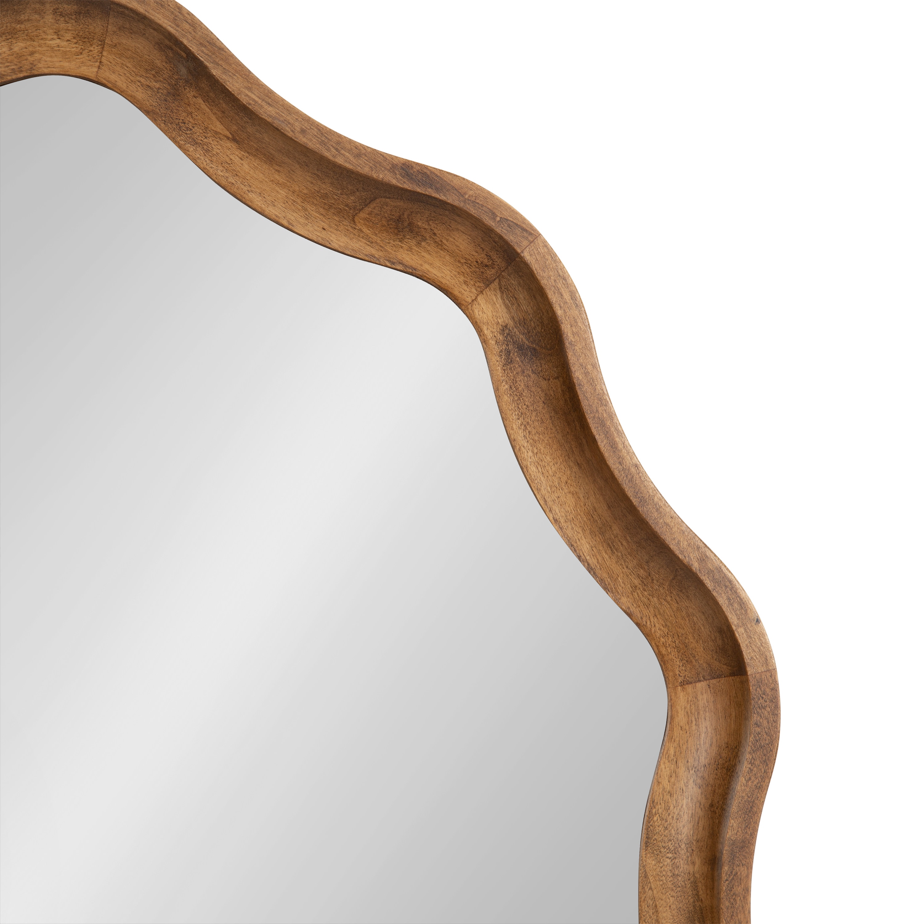 Hatherleigh 28" Rustic Brown Scalloped Round Wood Mirror