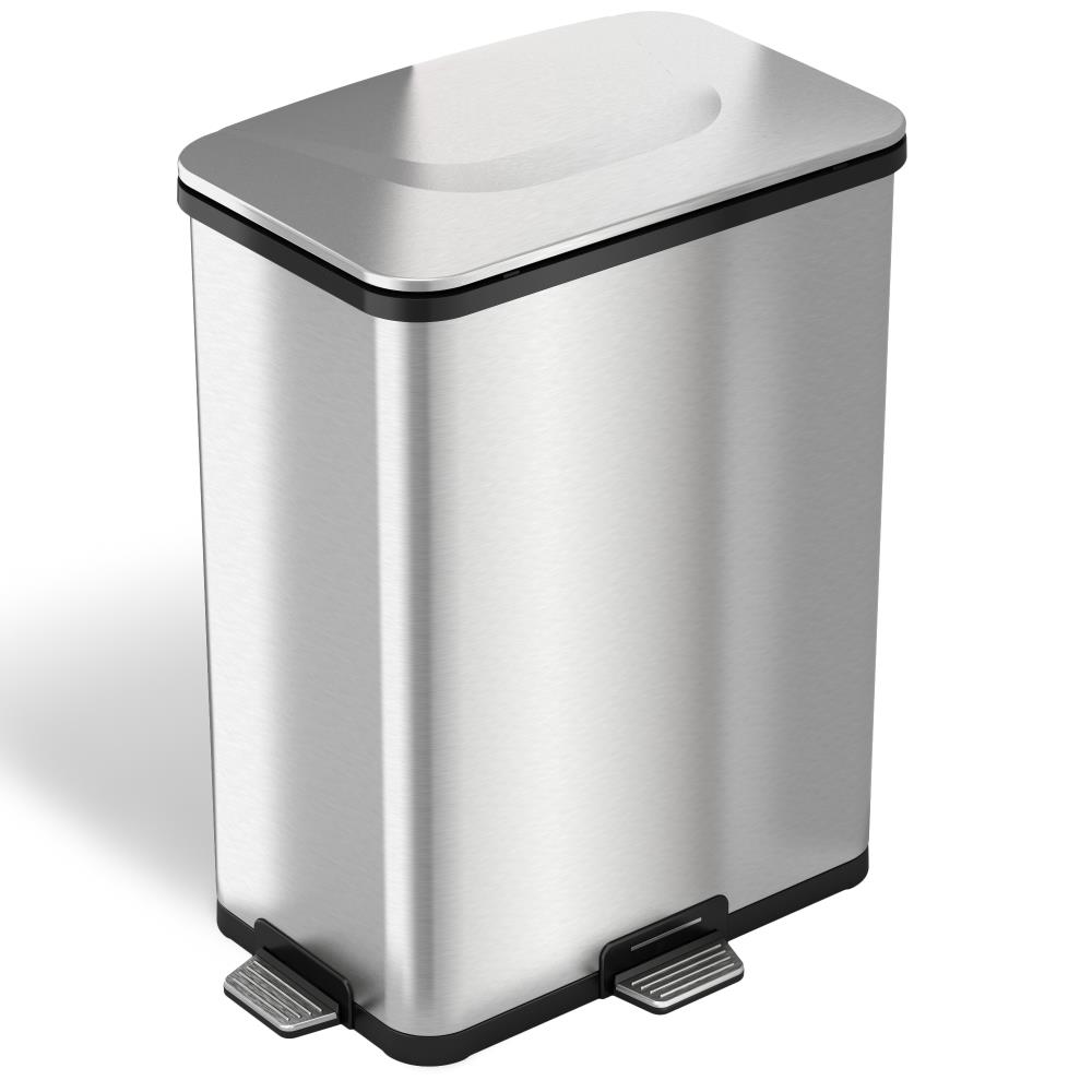 Stainless Steel Step Trash Can with Odor Protection, 13 Gallon