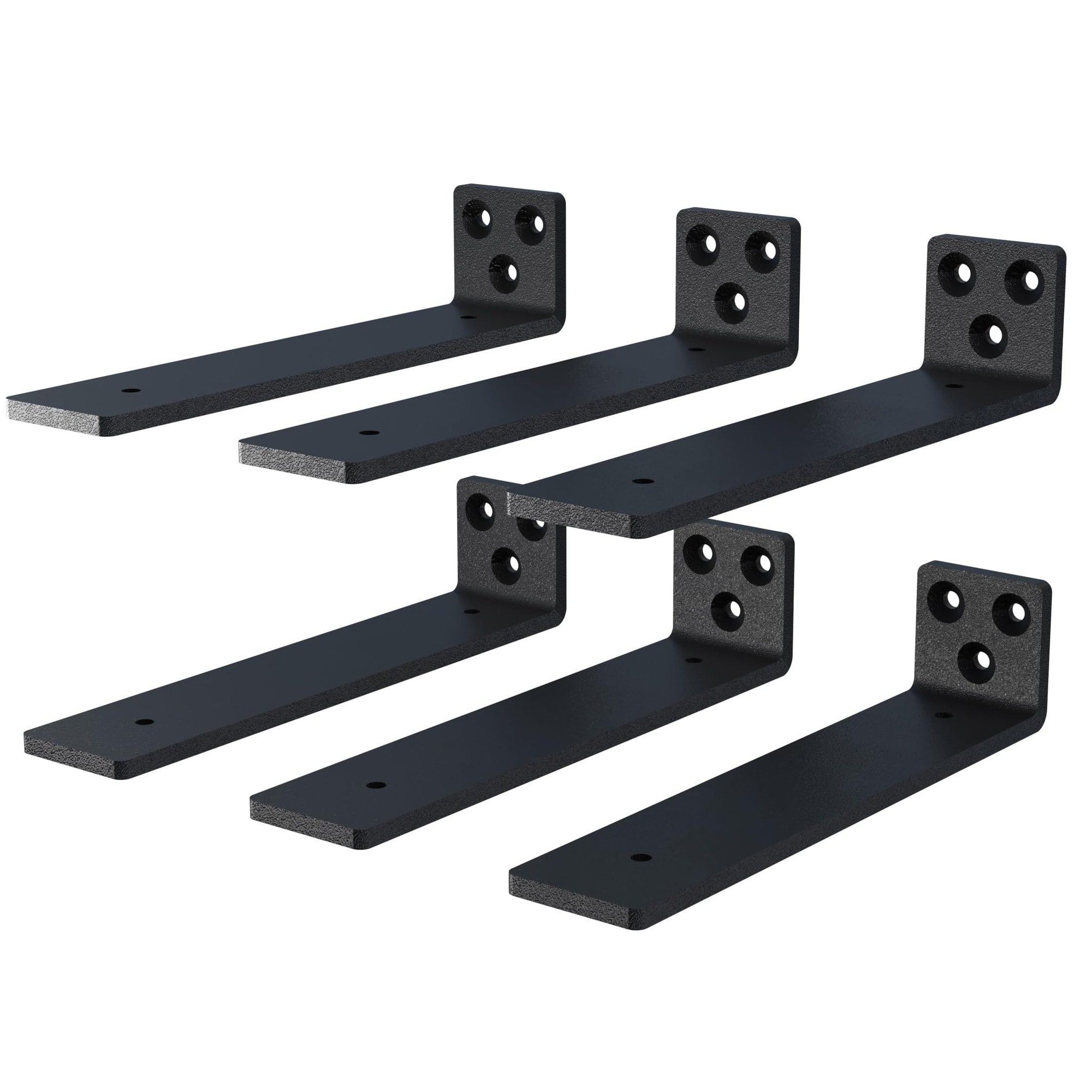 Etokfoks  6 Inch Floating Shelf Brackets Heavy Duty Hidden Mounting Steel Black Powder Coated 6 Pack