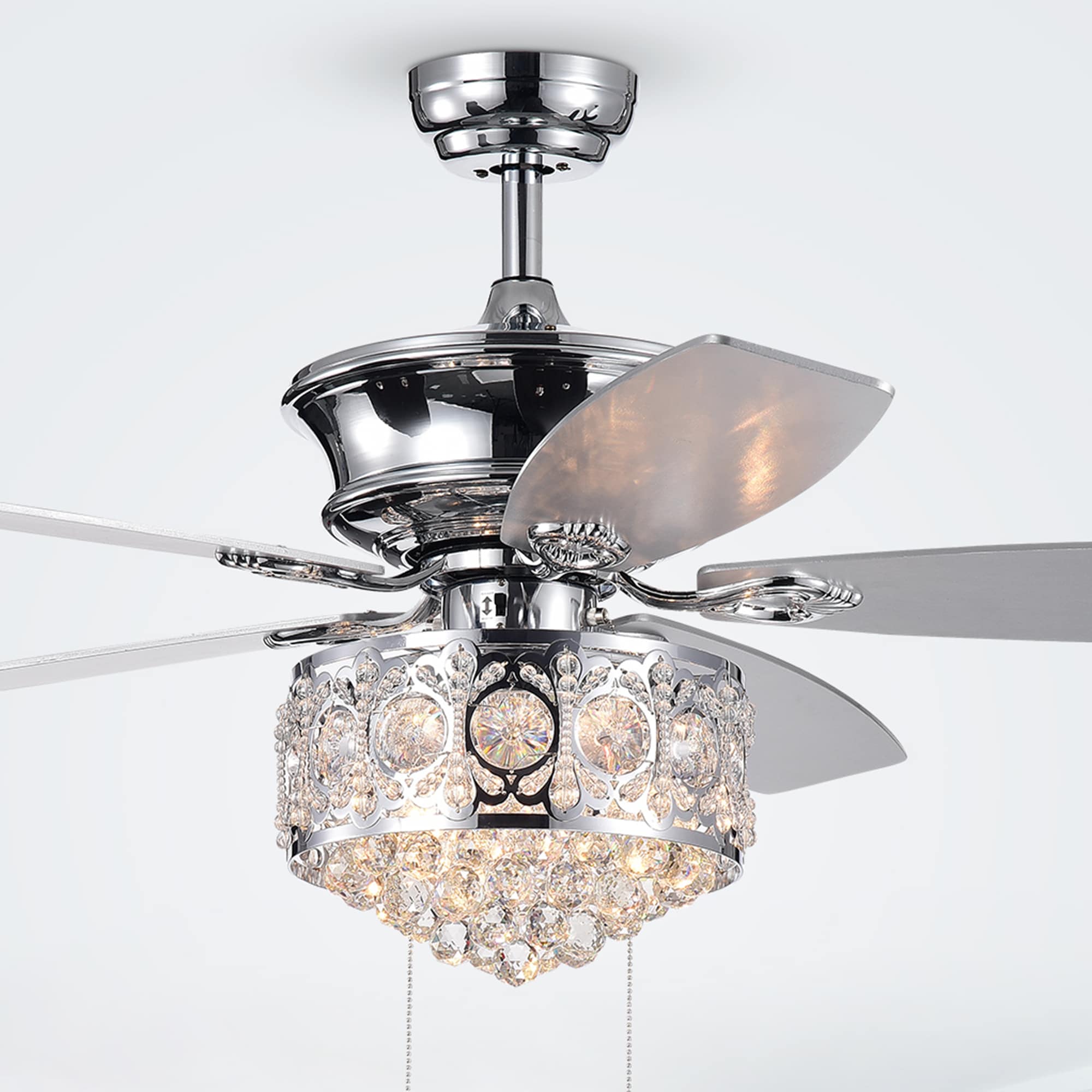 Home Accessories Inc 52-in Chrome Indoor Chandelier Ceiling Fan With 