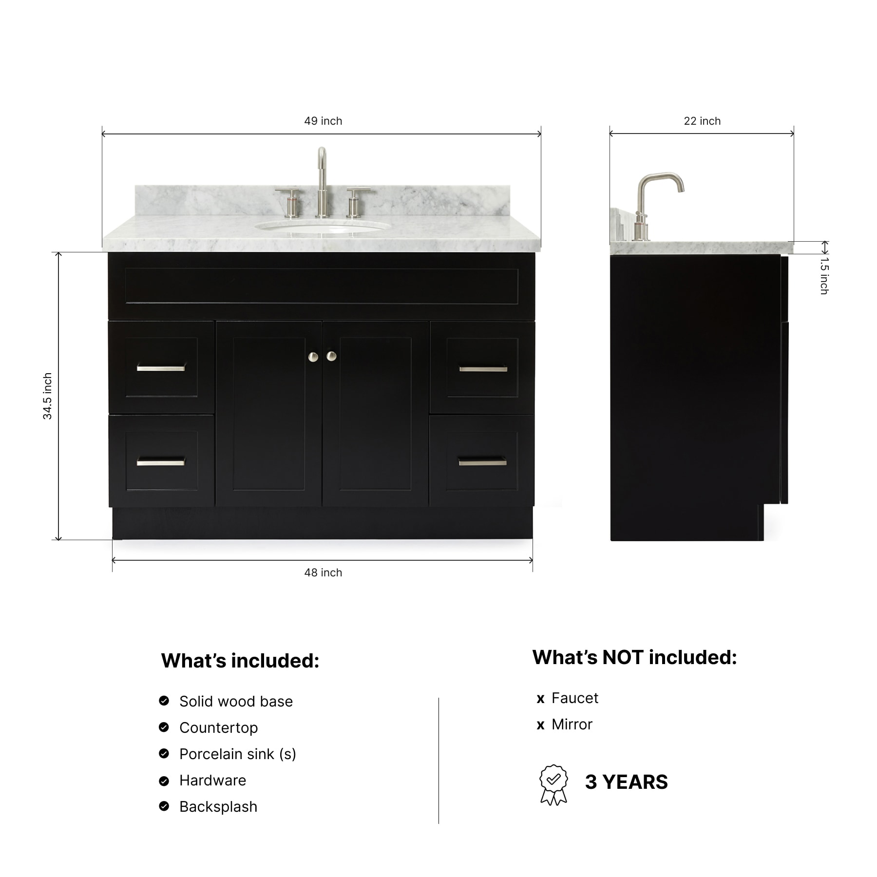 ARIEL F049SCWOVOBLK Bath-Vanity-Combo - View #3
