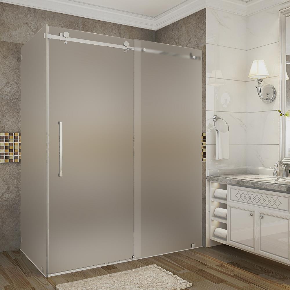Aston Moselle Stainless Steel 56 In To 60 In X 75 In Frameless Sliding Shower Door At