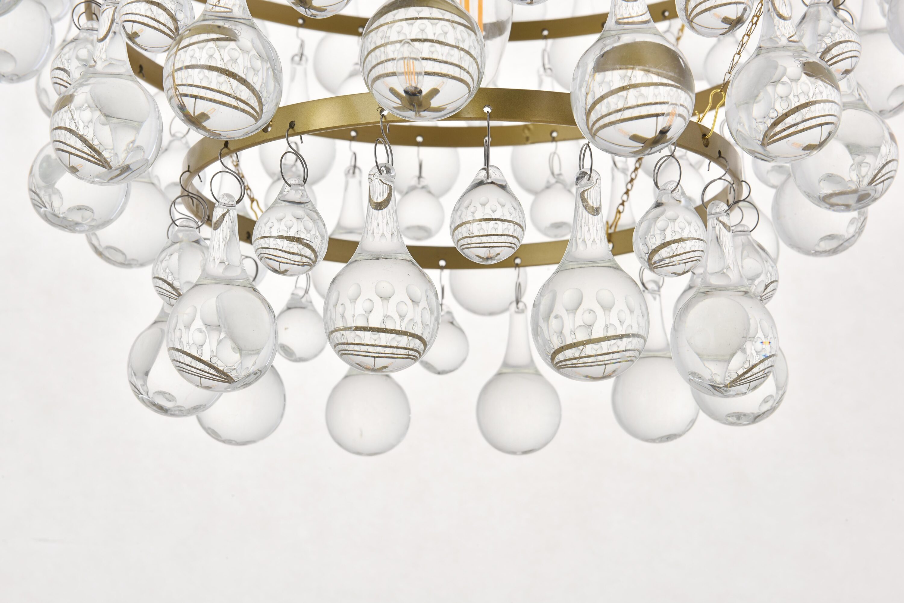 Elegant Brass and Glass 5-Light Pendant Chandelier
