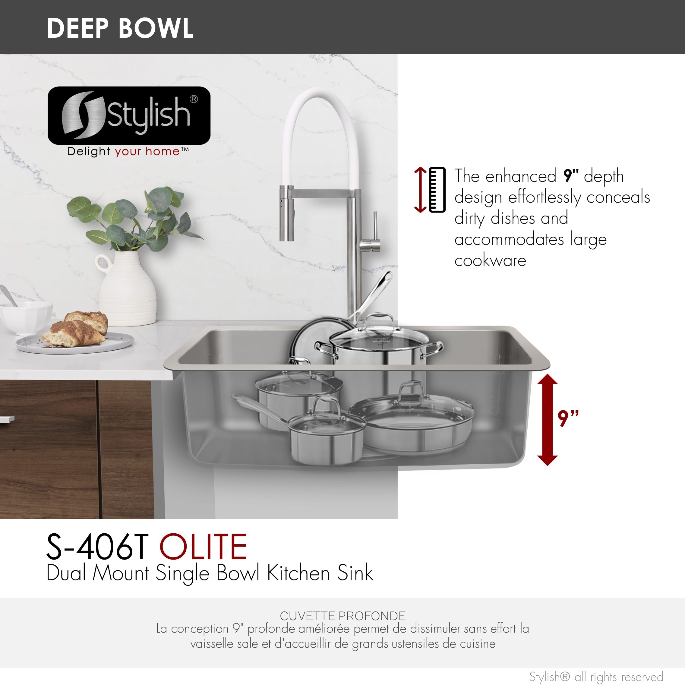 Stylish S-406T Kitchen-Sinks - View #12