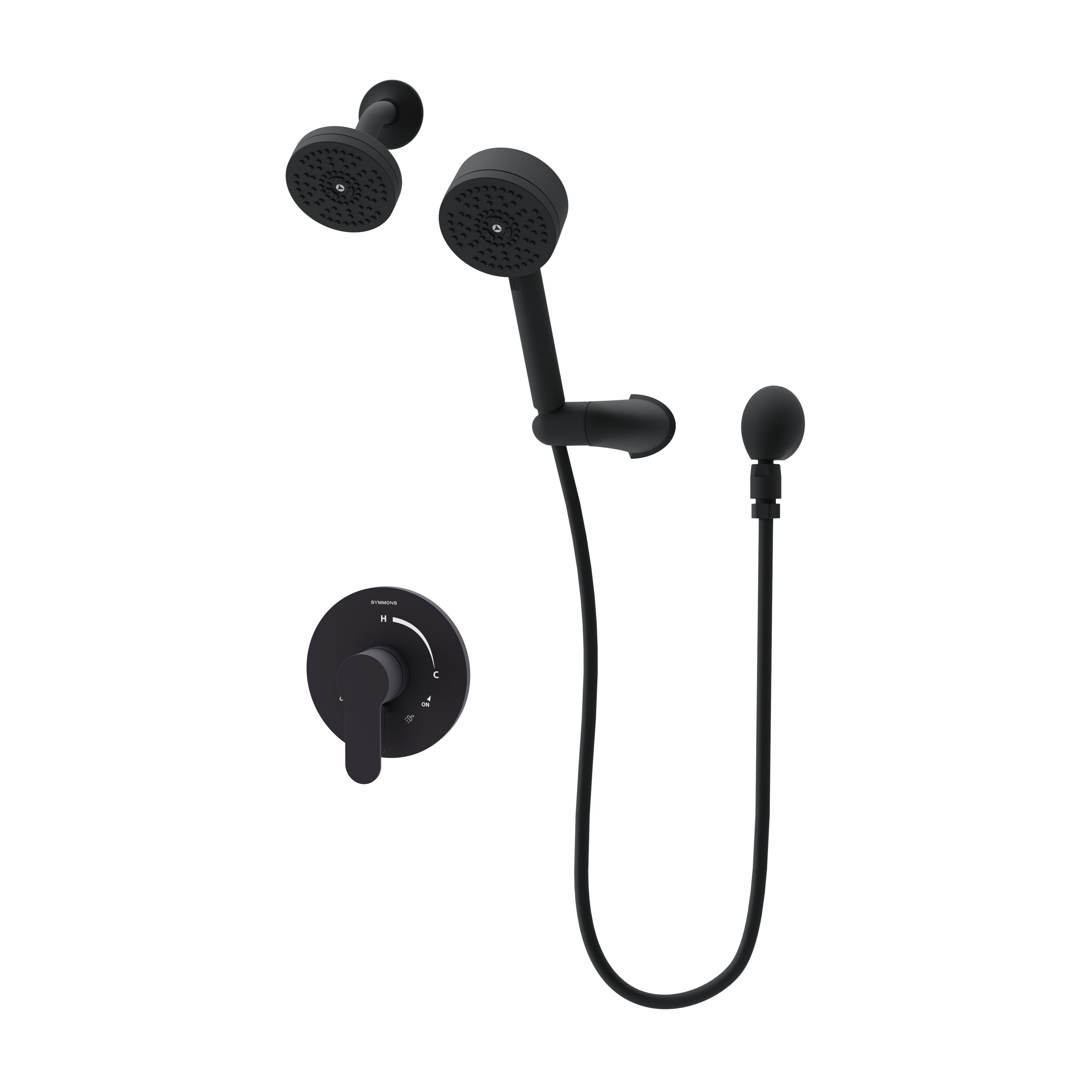 Symmons S6798MB15TRM Identity Matte Black 4-in Dual Head Built-In Shower Faucet System with 2-way Diverter