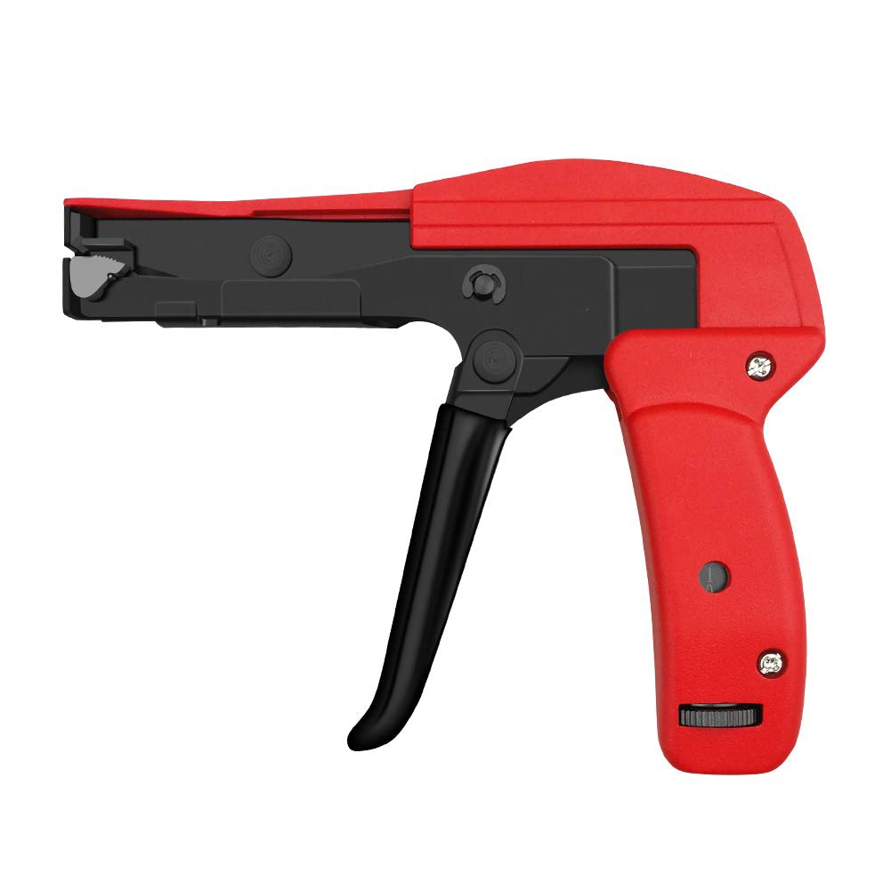 Afoxsos Adjustable Tension Cable Tie Gun 6.3 Inch Steel Body S45C Blade One Hand Operation Clean Cut Tool for 2.5 to 4.8 mm Nylon Ties 1 Piece #LAF0312T23