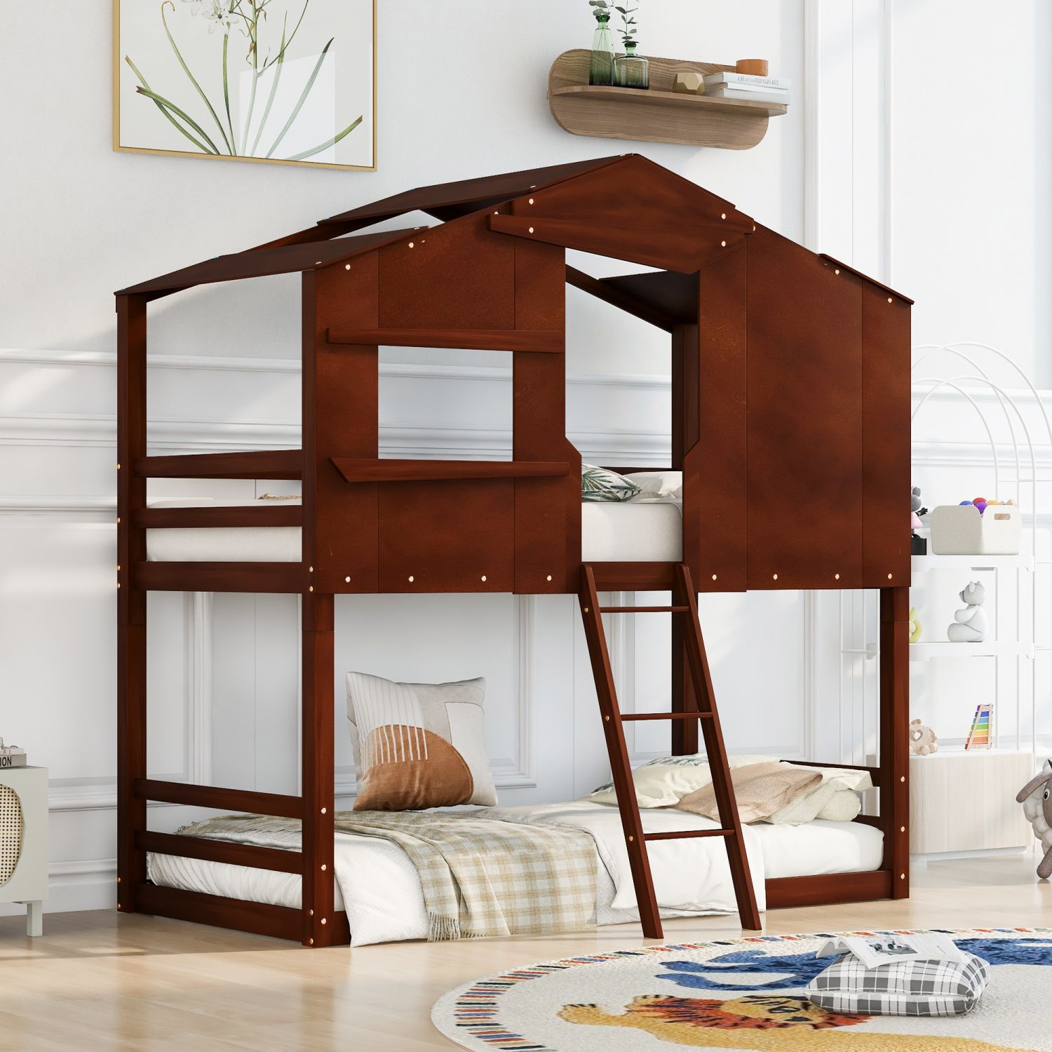 JASMODER LT000084AAL Walnut Twin Composite Platform Bed