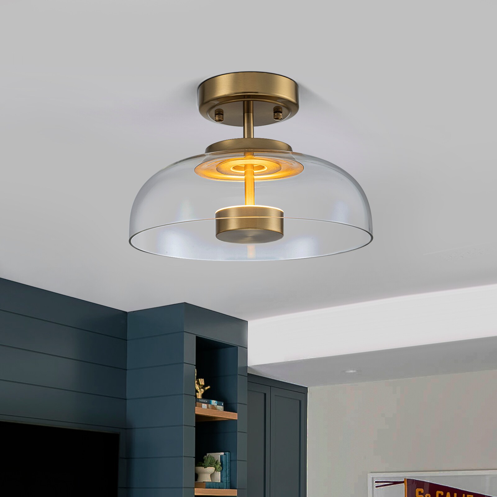 EDISLIVE Y81010000067098 1 -Light 11.02-in Gold Integrated LED Semi Flush Mount Light