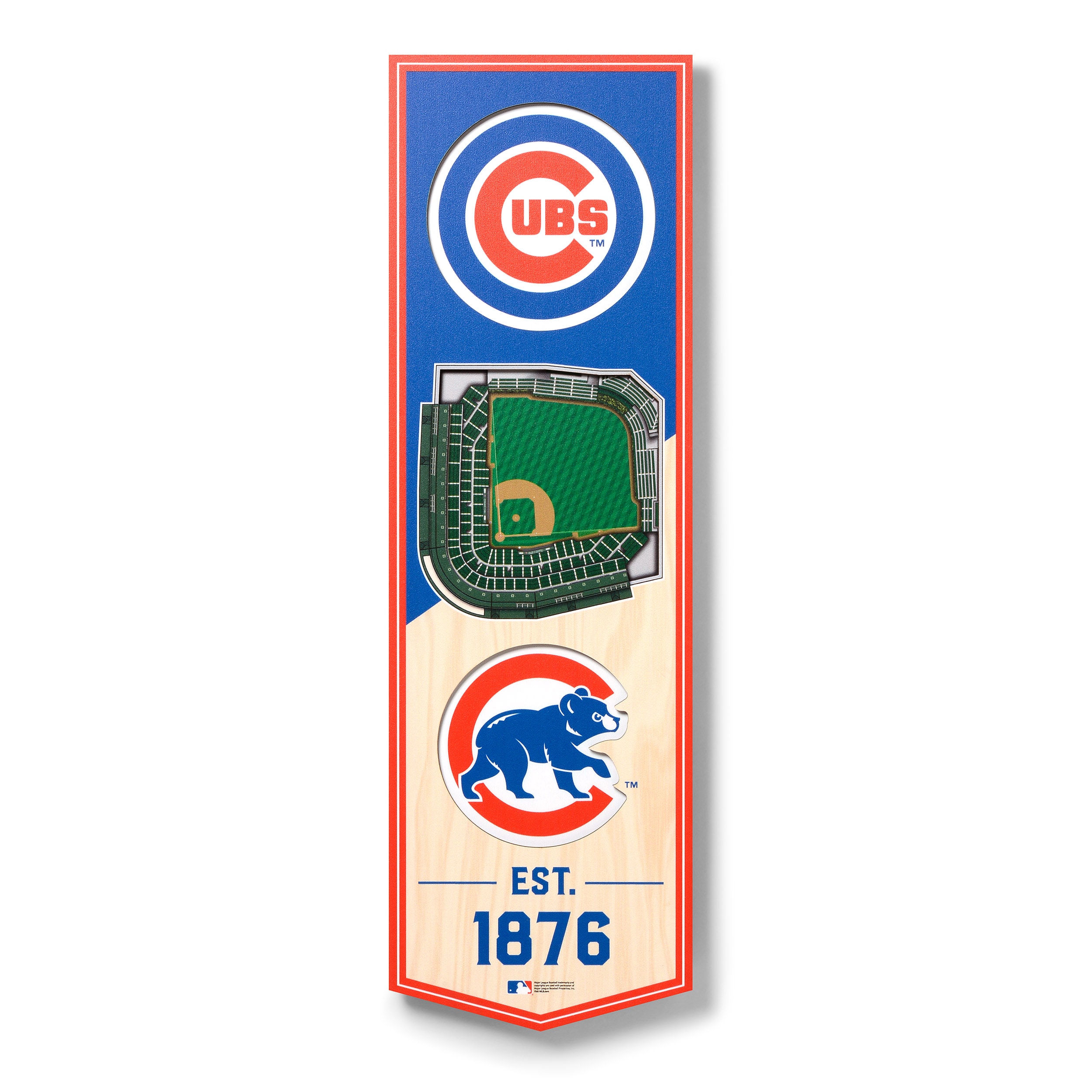 YouTheFan 2507088 12 x 12 in. MLB Chicago Cubs 3D Logo Series Wall Art