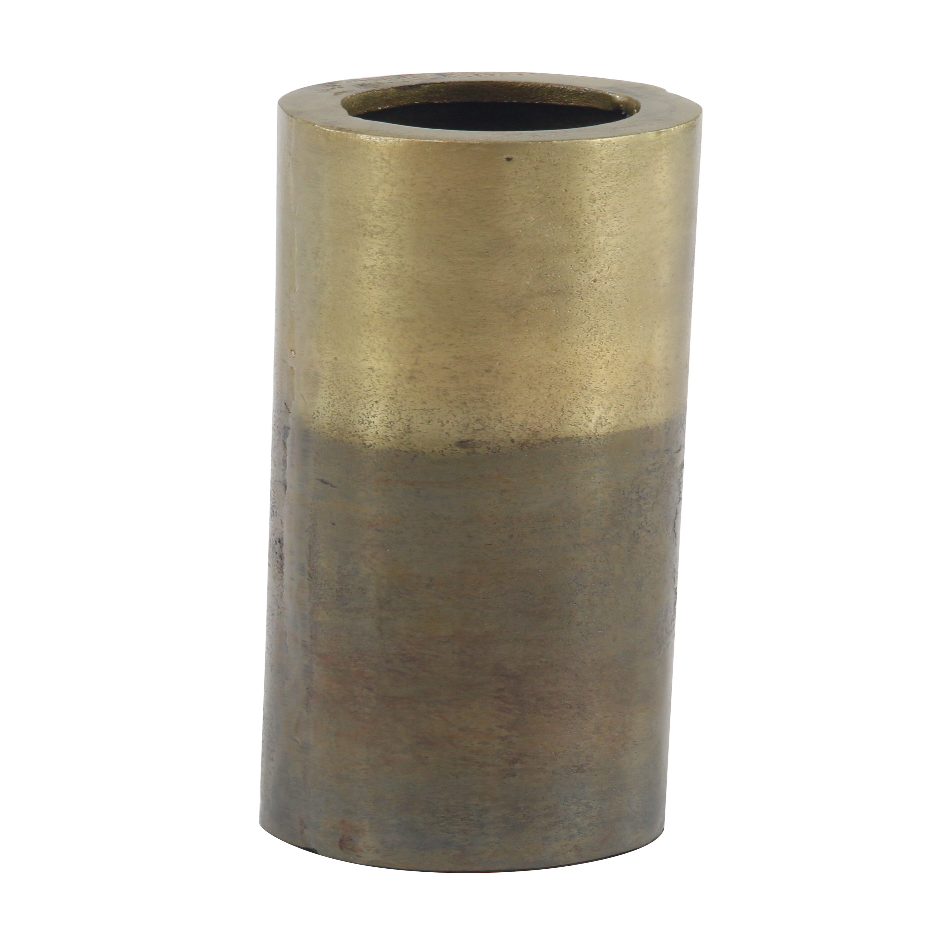 Modern Gold and Brown Aluminum Cylinder Vase