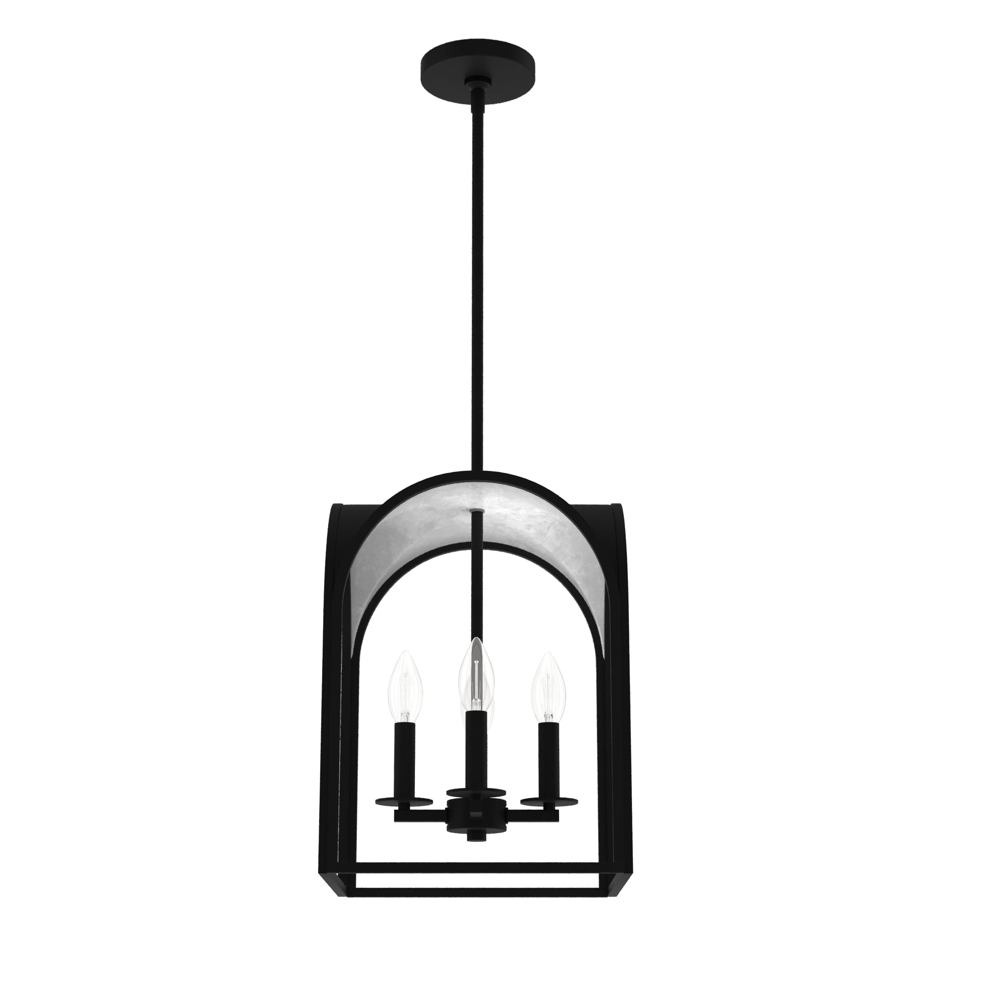 Hunter 19081 Dukestown 4 -Light Natural Iron with Silver Leaf Transitional Lantern Medium Hanging Pendant light
