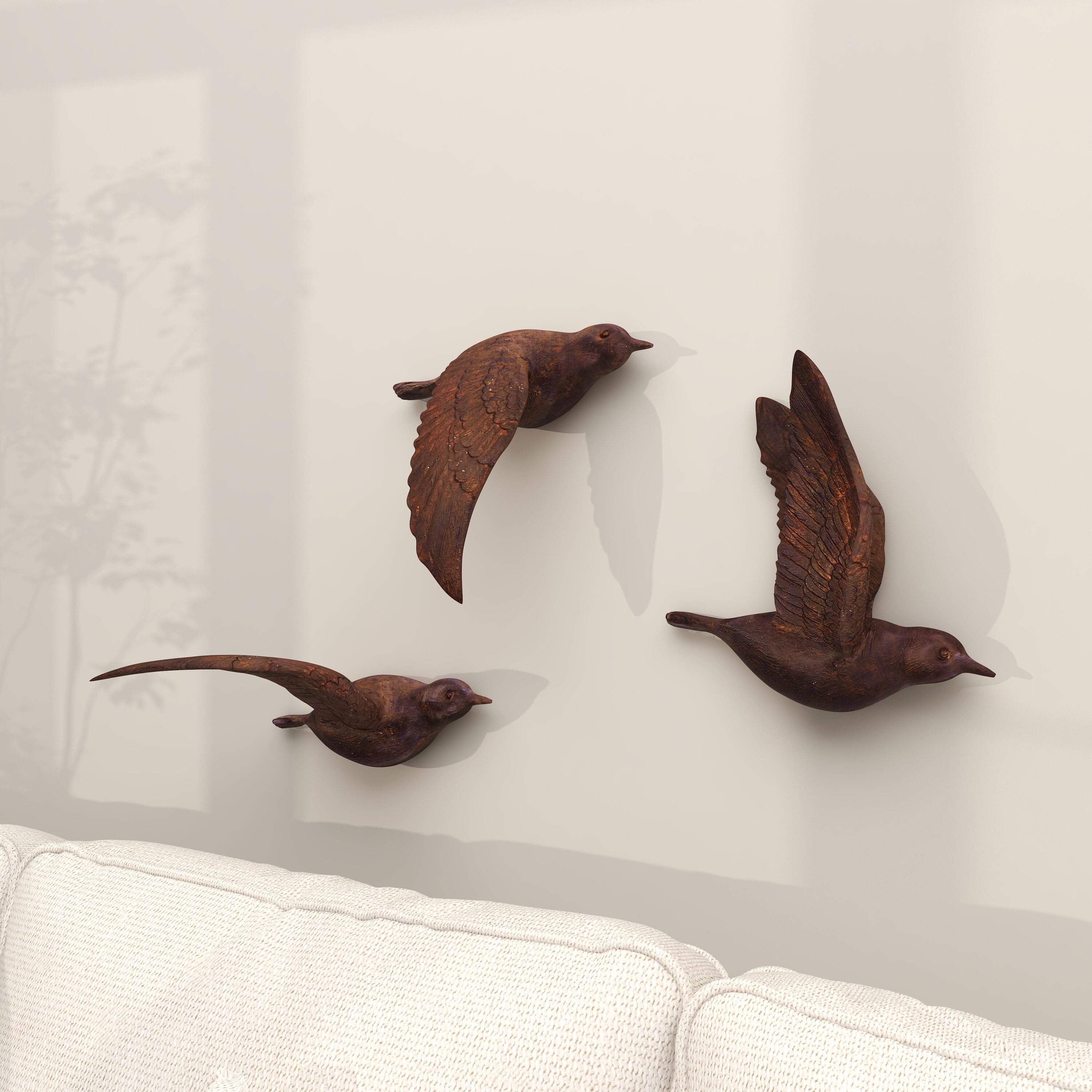Grayson Lane 44757 10-in W x 11-in H Resin Metallic 3D Sculpted Birds Country Wall sculpture