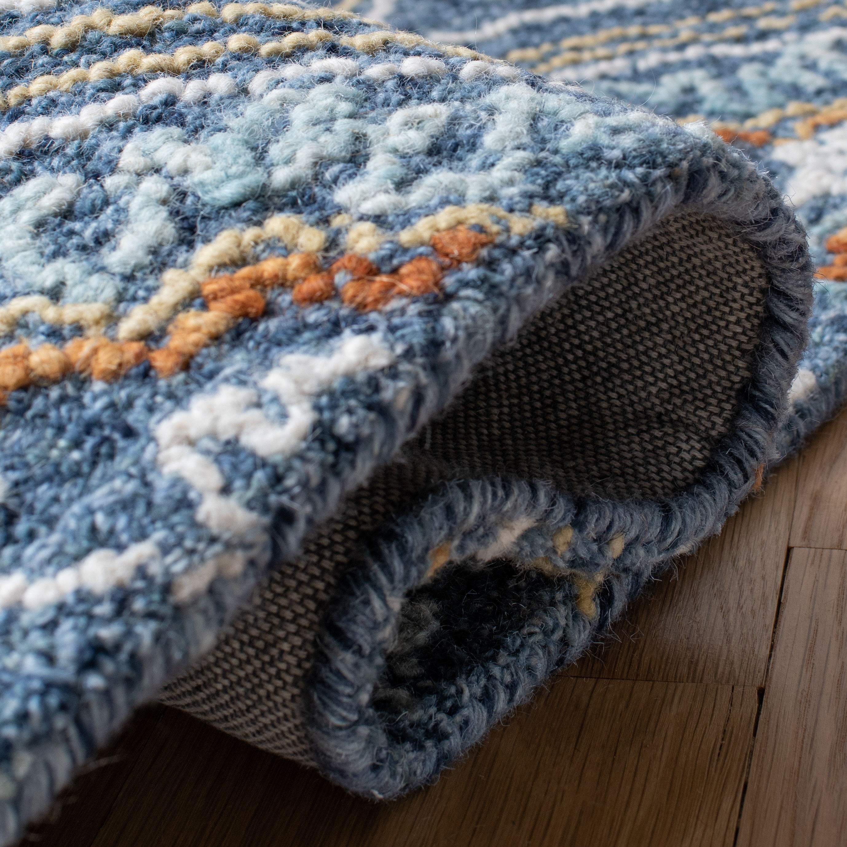 Handmade Blue Floral Wool 8' x 10' Tufted Area Rug