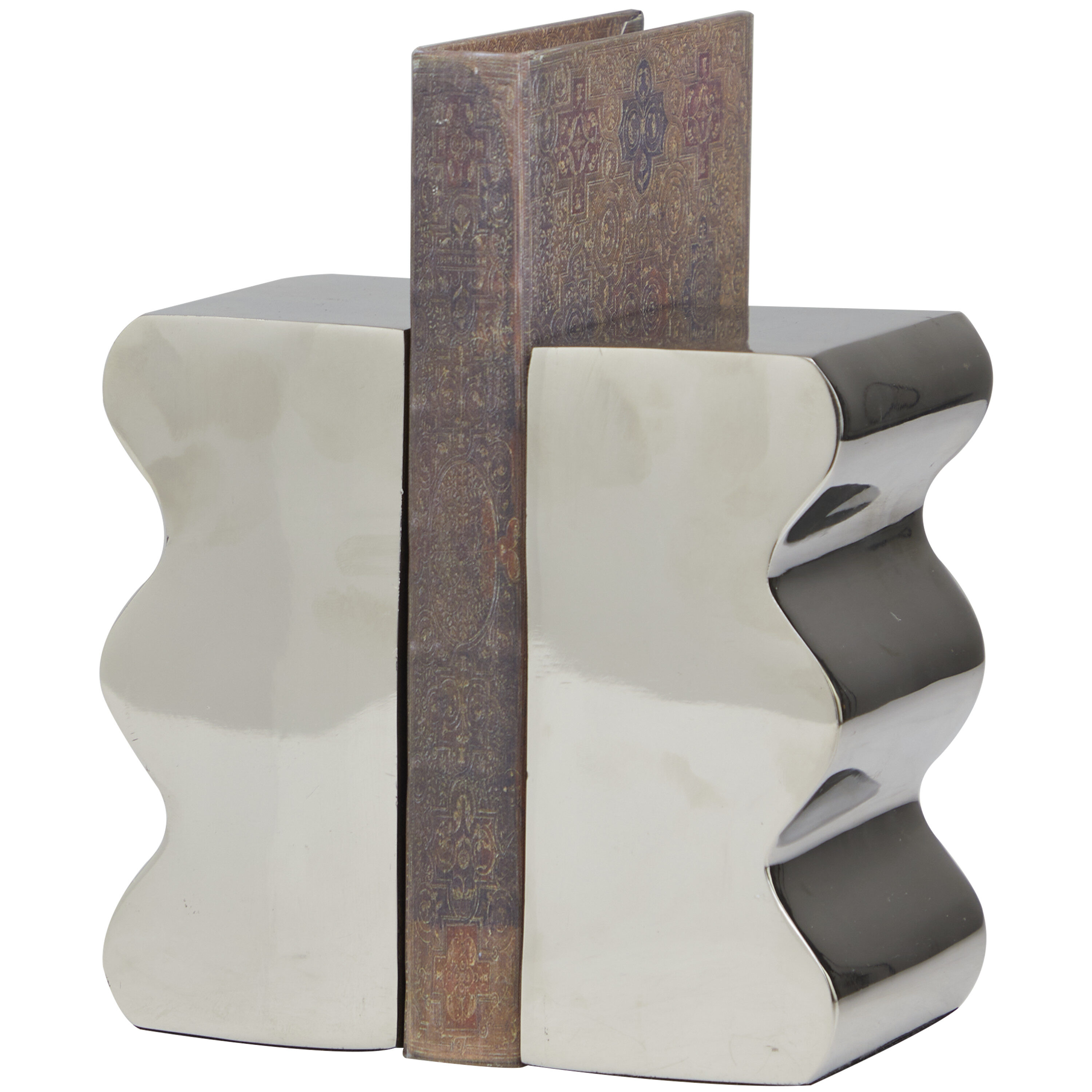 The Novogratz 820401 2 -Pack Silver Aluminum Modern Decorative bookends