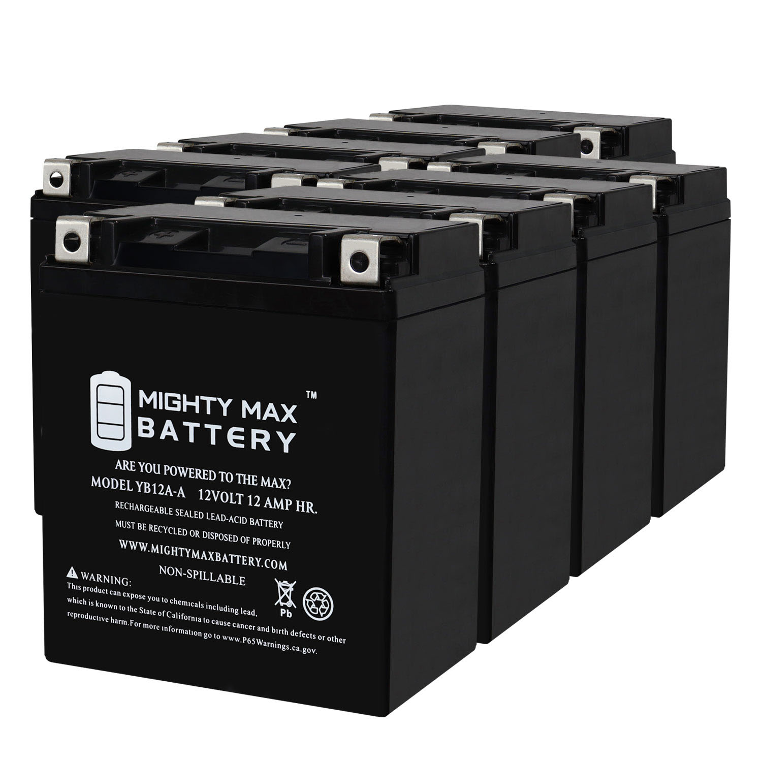Mighty Max Battery MAX4016999 YB12A-A 12V 12AH YB12AAS YB12A-A-WS Rechargeable Sealed lead acid 12120 Backup power Batteries 8 -Pack