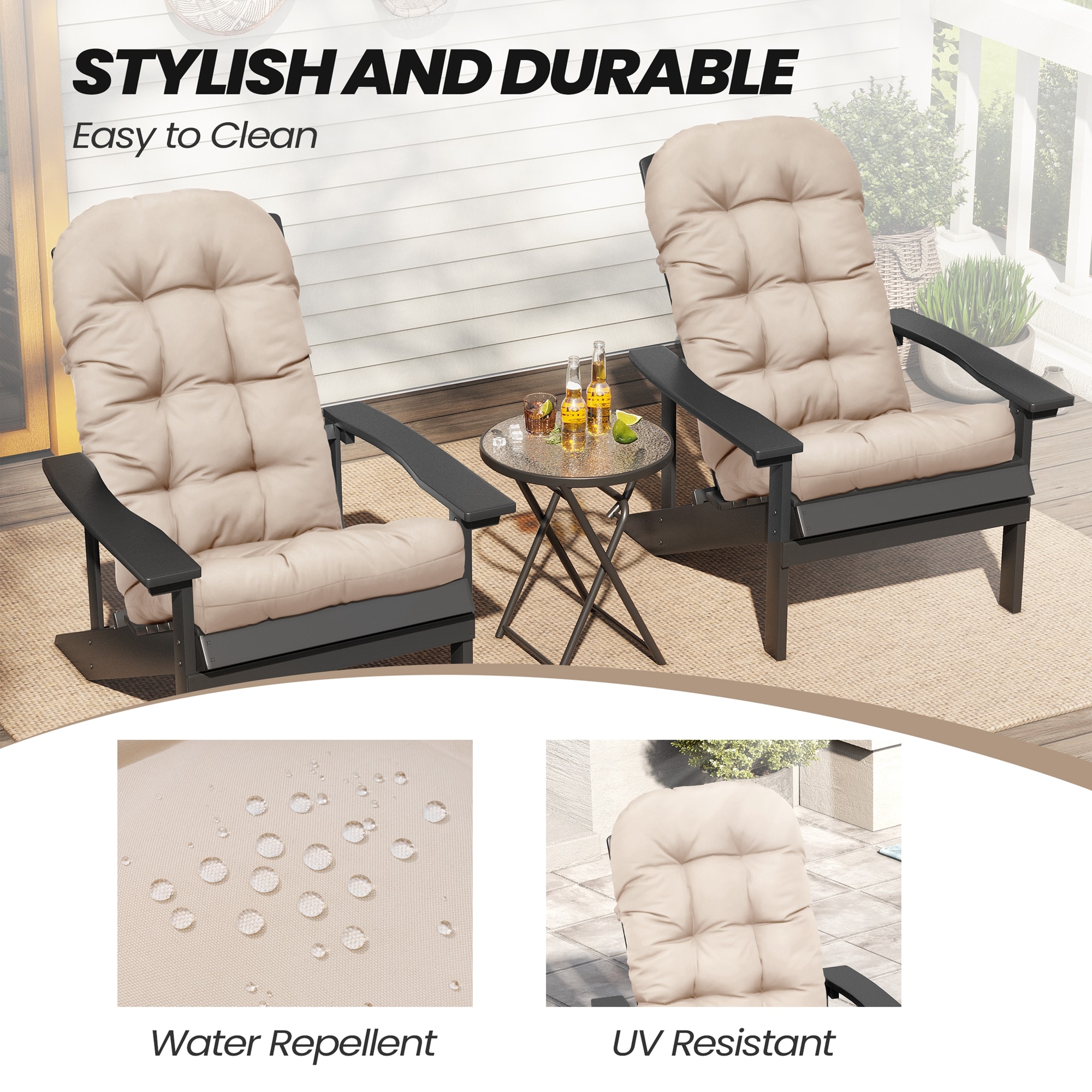 CloudFly CL-CU002BEI-2 Patio-Furniture-Cushions - View #5