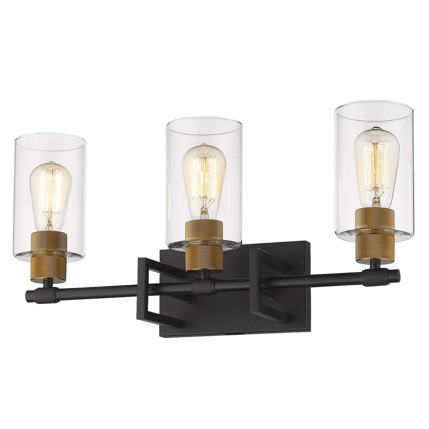 LTMATE LS1102-3 BK+AG JAZAVA 21.6-in 3 -Light Multiple finishes Black Industrial Vanity light