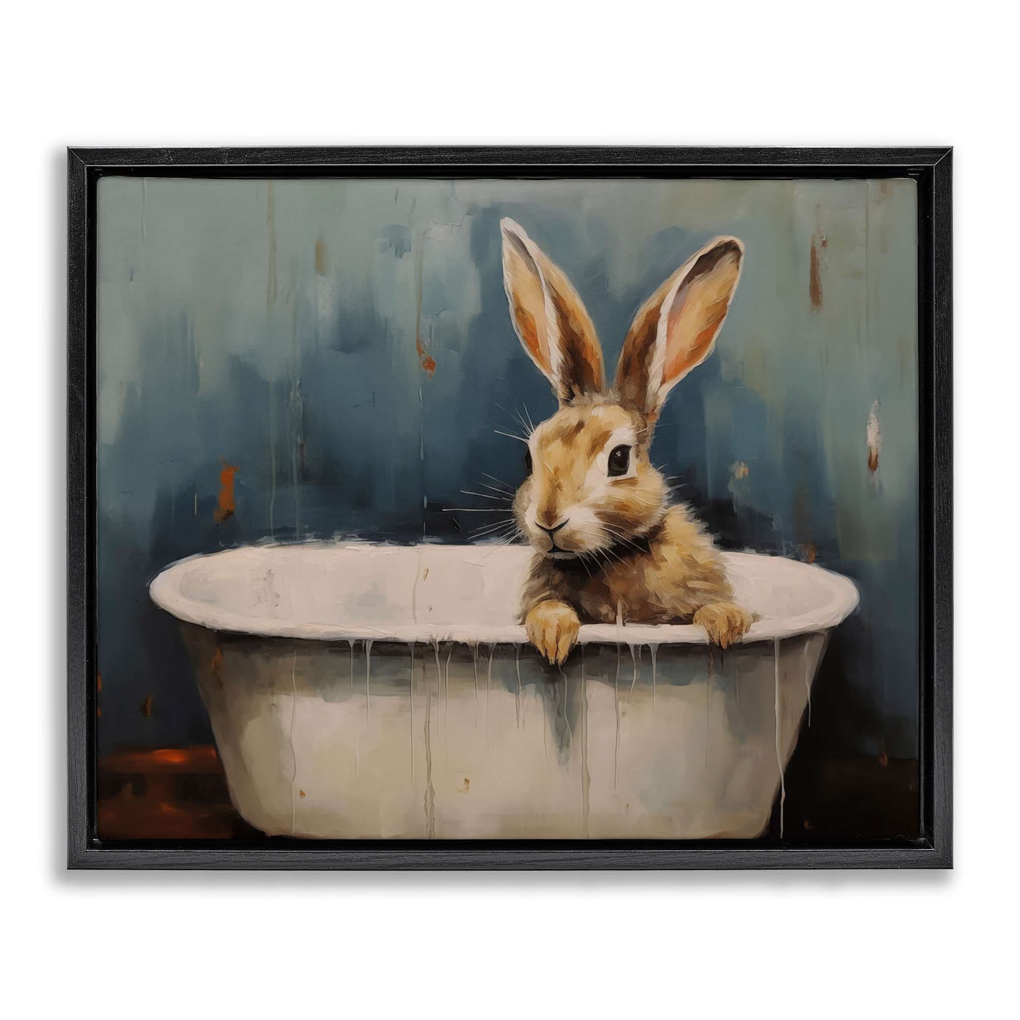 Stupell Industries BT-841-FFB-24X30 Baby Bunny in Tub Floating Frame design by Arlington Prints