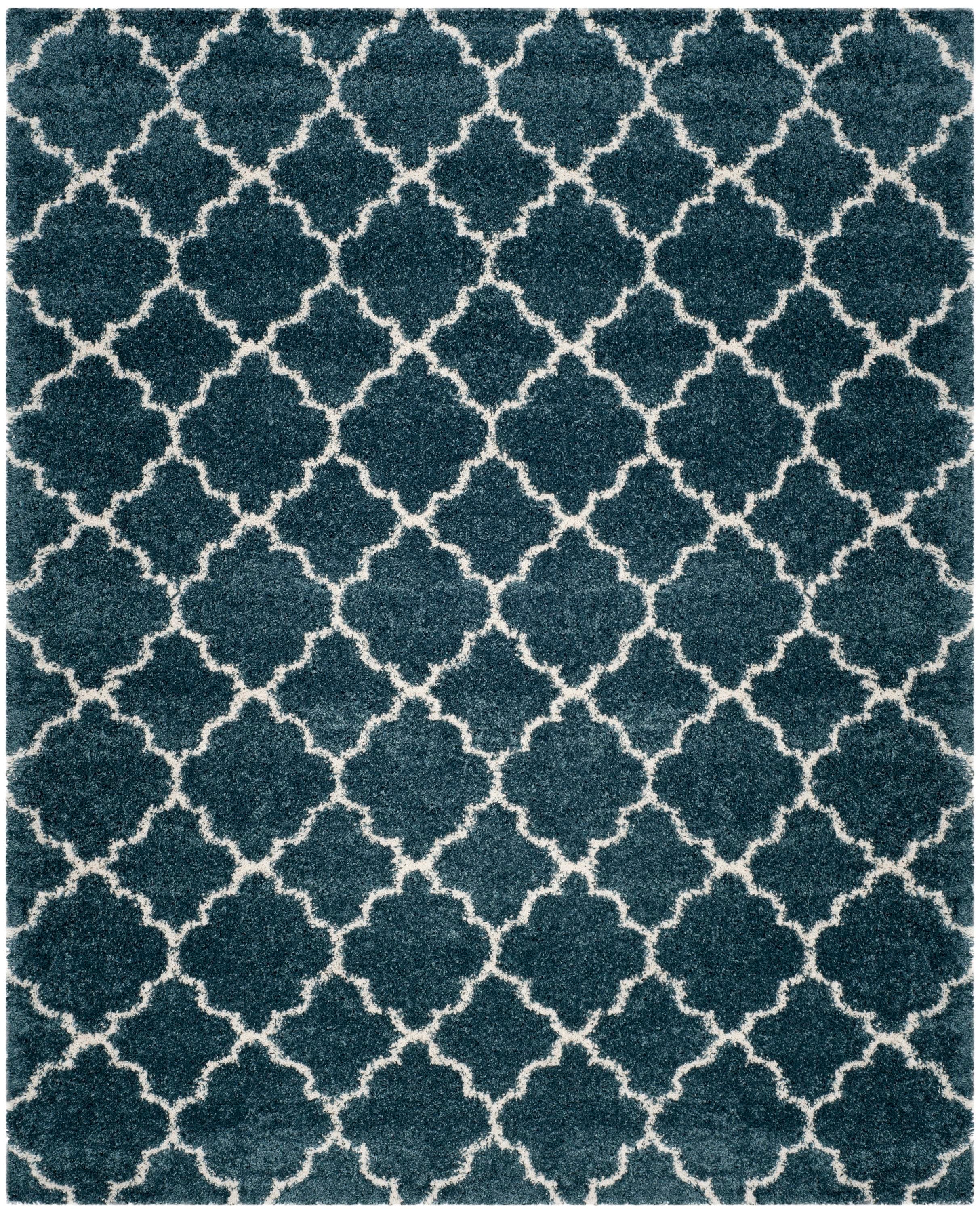 Safavieh SGH282L-8 Hudson Theron Shag 8 x 10 (ft) Loomed Polypropylene Slate Blue/Ivory Rectangular Indoor Trellis Area rug