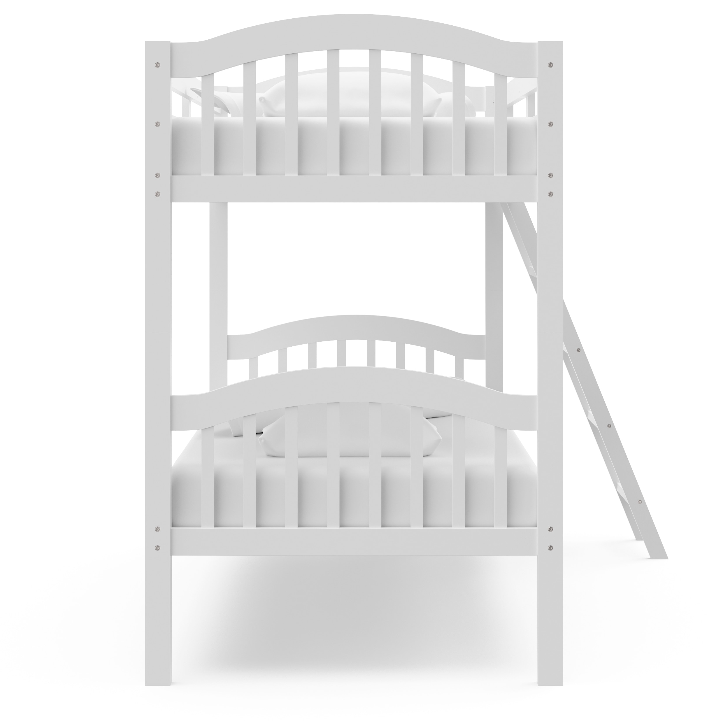 White Twin Mission Wood Bunk Bed with Headboard and Slats