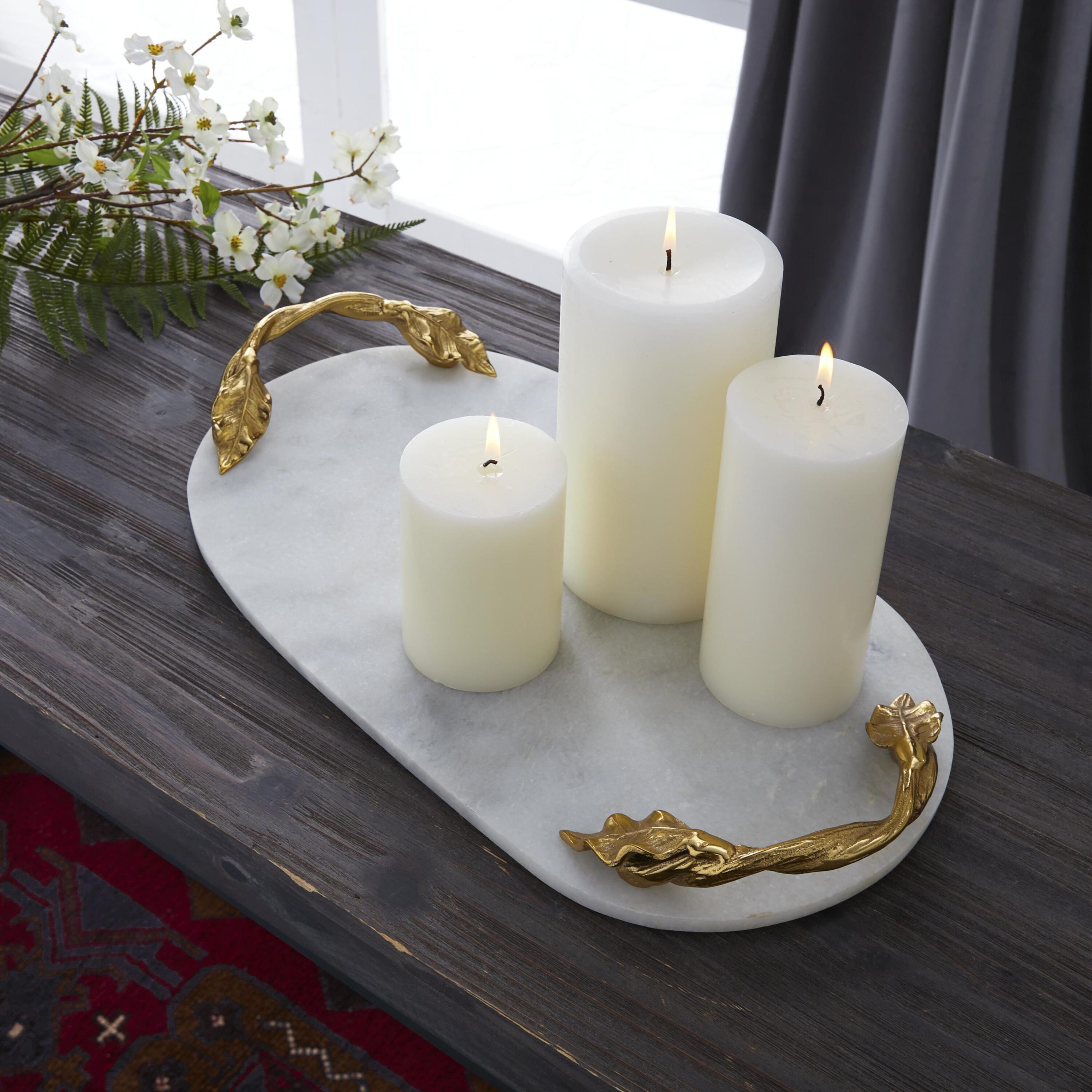 Grayson Lane 49640 White Marble Glam Decorative tray