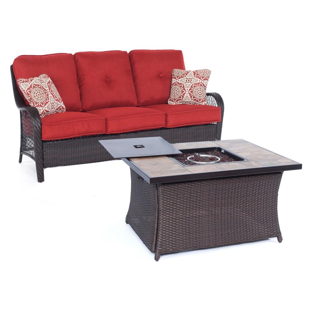 Hanover ORLEANS2PCFP-BRY-B Orleans 2-Piece Patio Conversation Set with Red Cushions