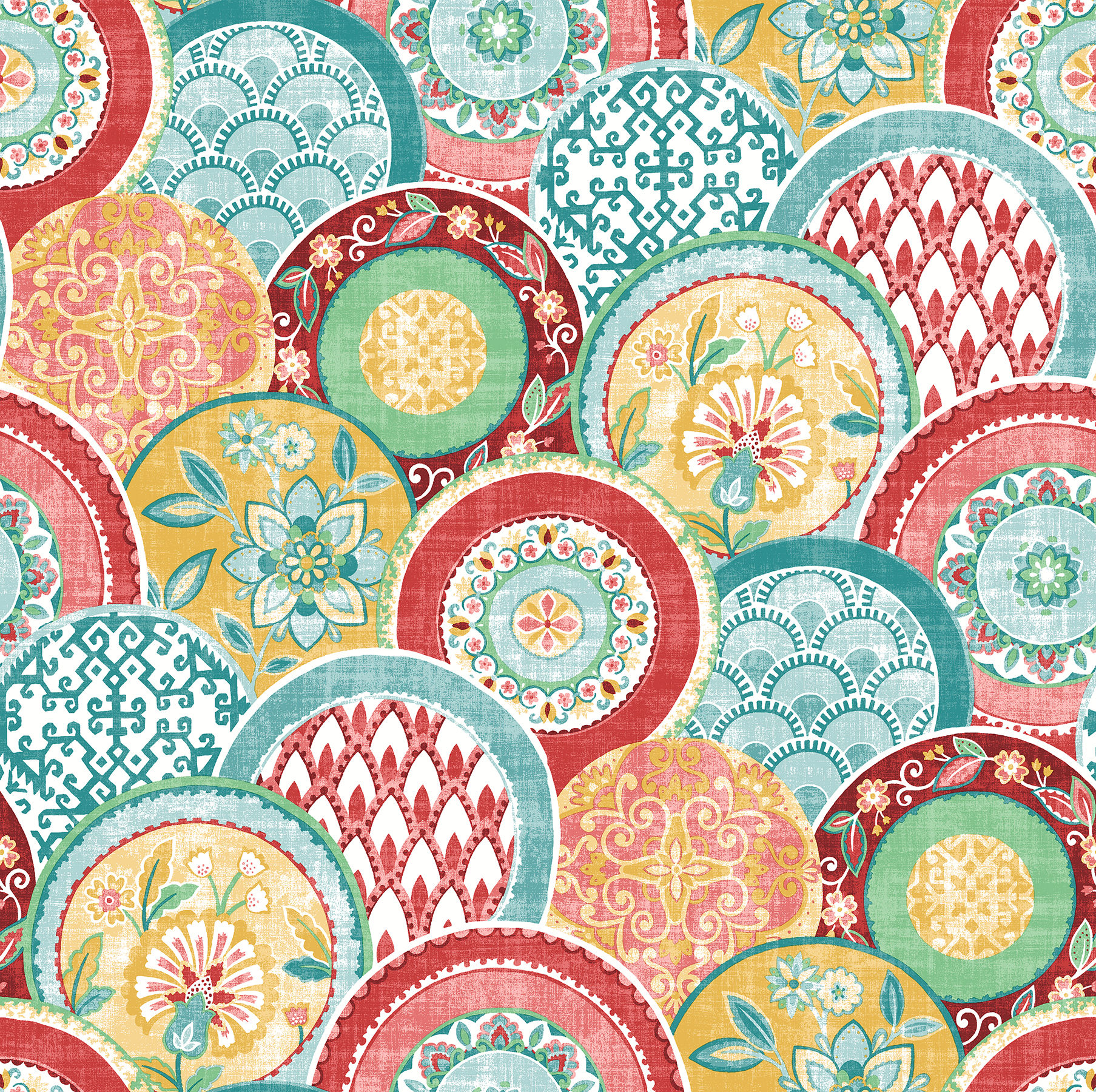 A-Street Prints 2744-24147 Solstice 56.4-Sq. Feet Coral Non-woven Medallion Unpasted Wallpaper