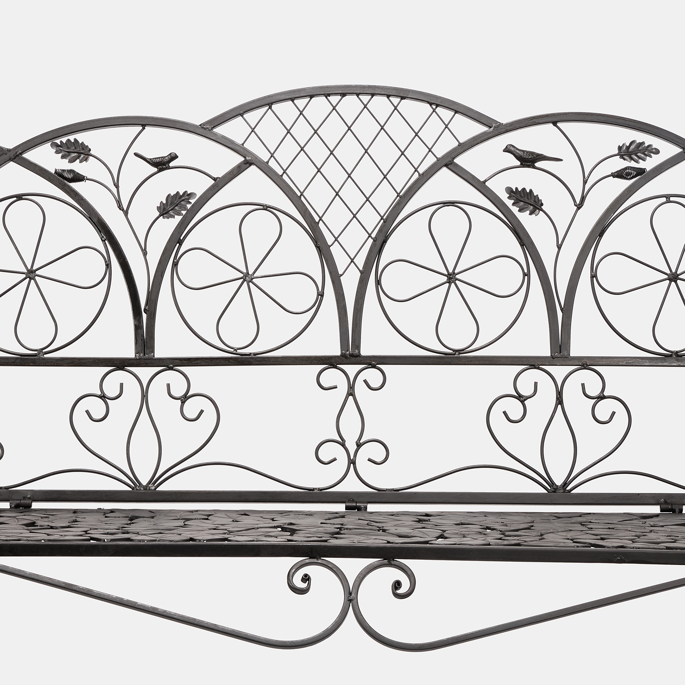 Elegant Alpine 45'' Brown Metal Garden Bench with Backrest