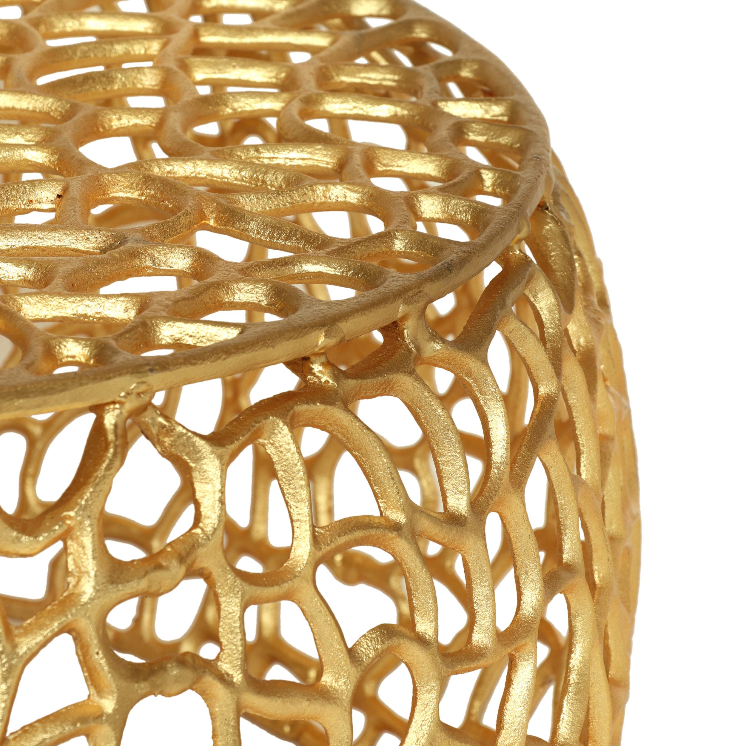 Round Gold Aluminum Mesh Modern Glam Coffee Table