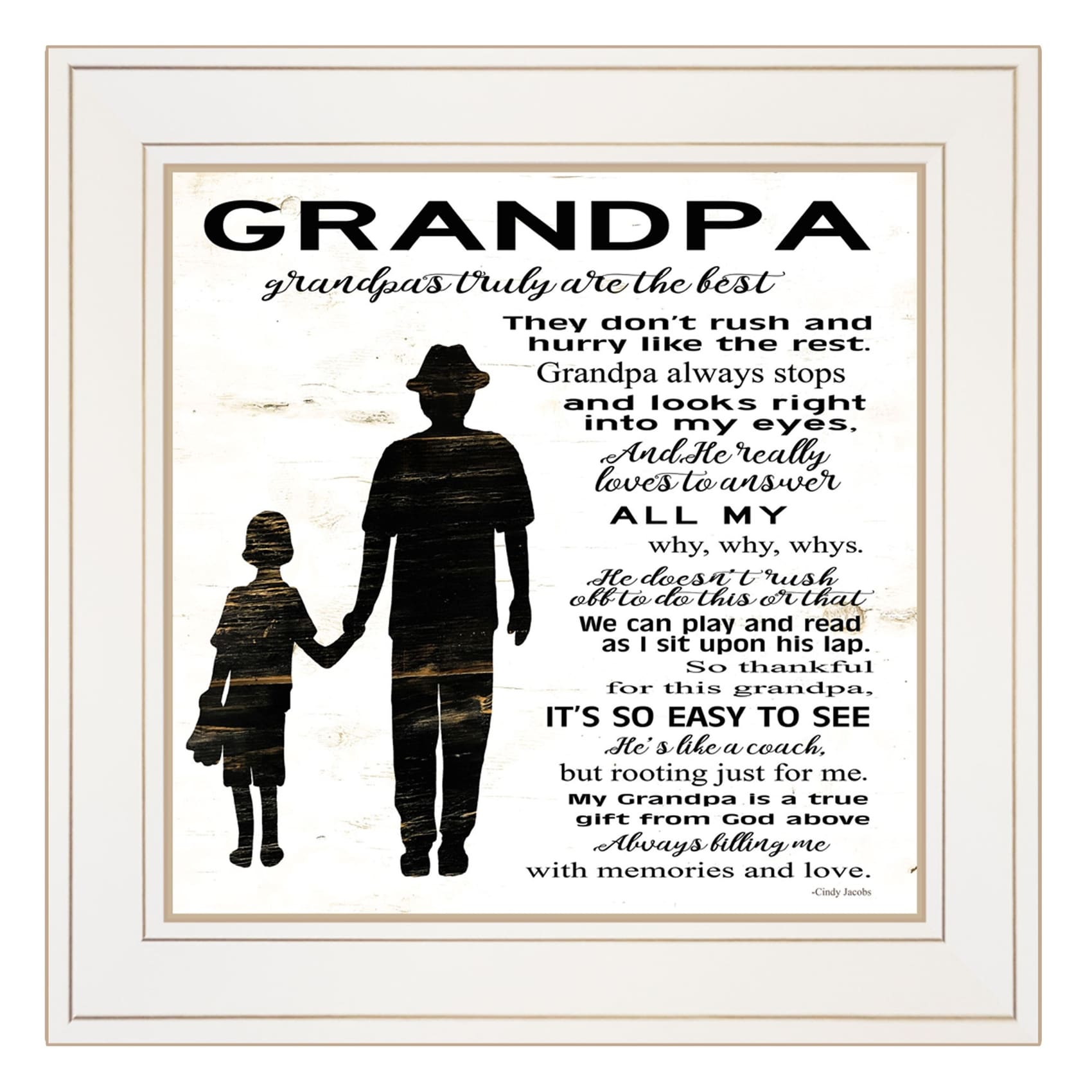 HomeRoots 4000407318 My Grandpa is the Best 2 White Wood Framed 15-in H x 15-in W Inspirational Paper Print