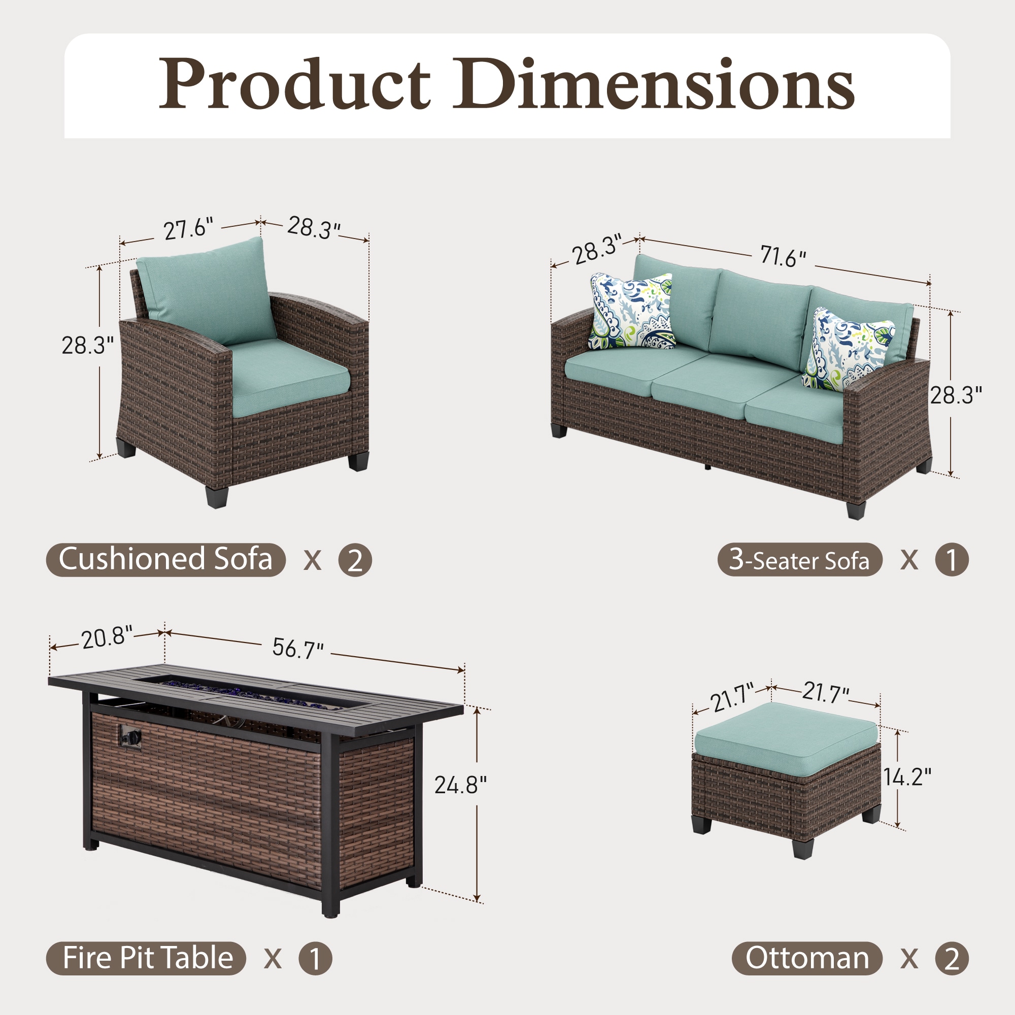 Sunshine Valley CR007-09-7-BU-GS103 Patio-Conversation-Sets - View #8