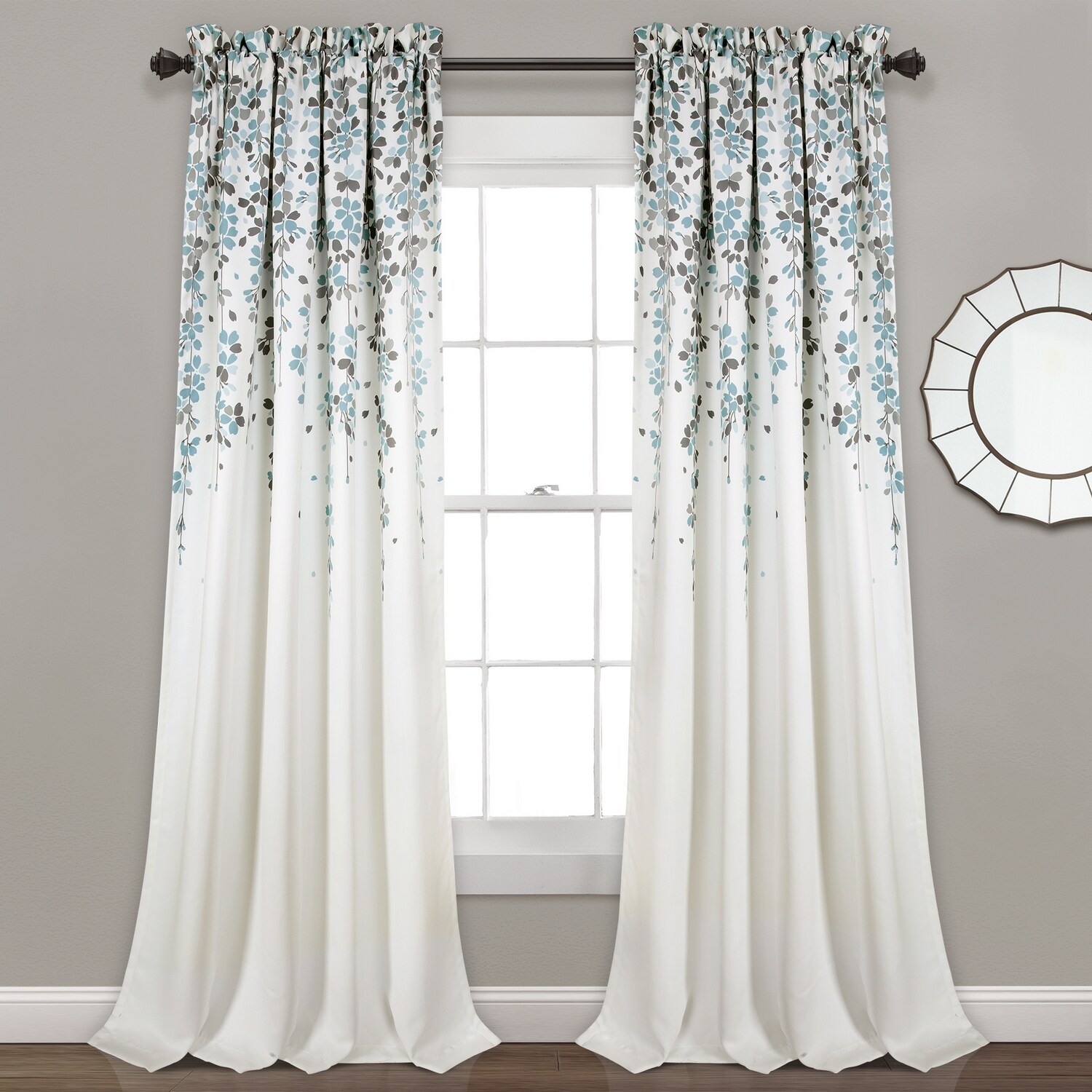 Lush Decor 108-in Blue Light Filtering Rod Pocket Curtain Panel Pair in the  Curtains & Drapes department at