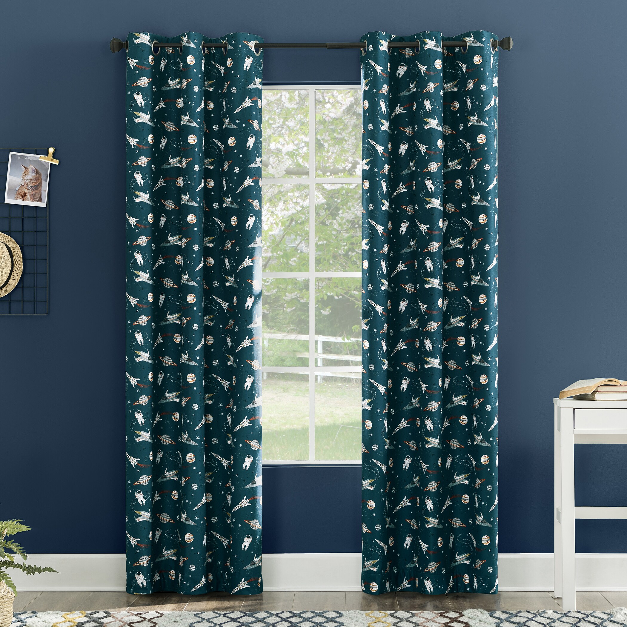Sun Zero 59936 84-Inches Navy Blackout Standard lined Grommet Single curtain panel