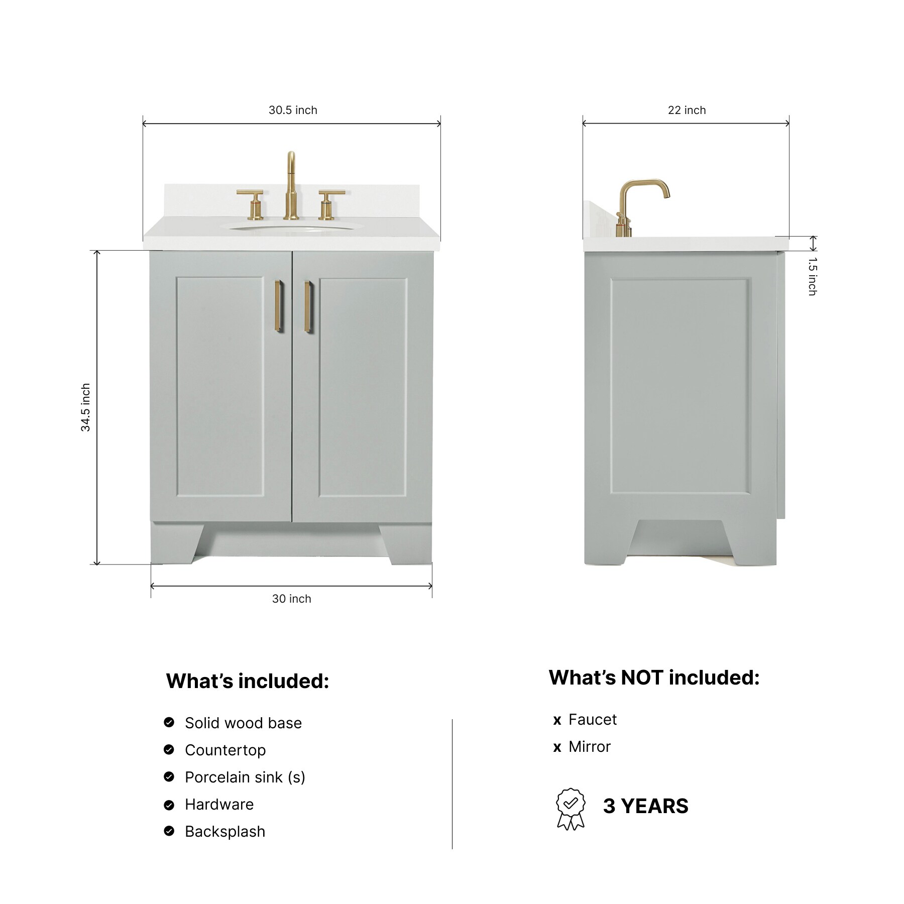 ARIEL Q031SWQOVOGRY Bath-Vanity-Combo - View #3