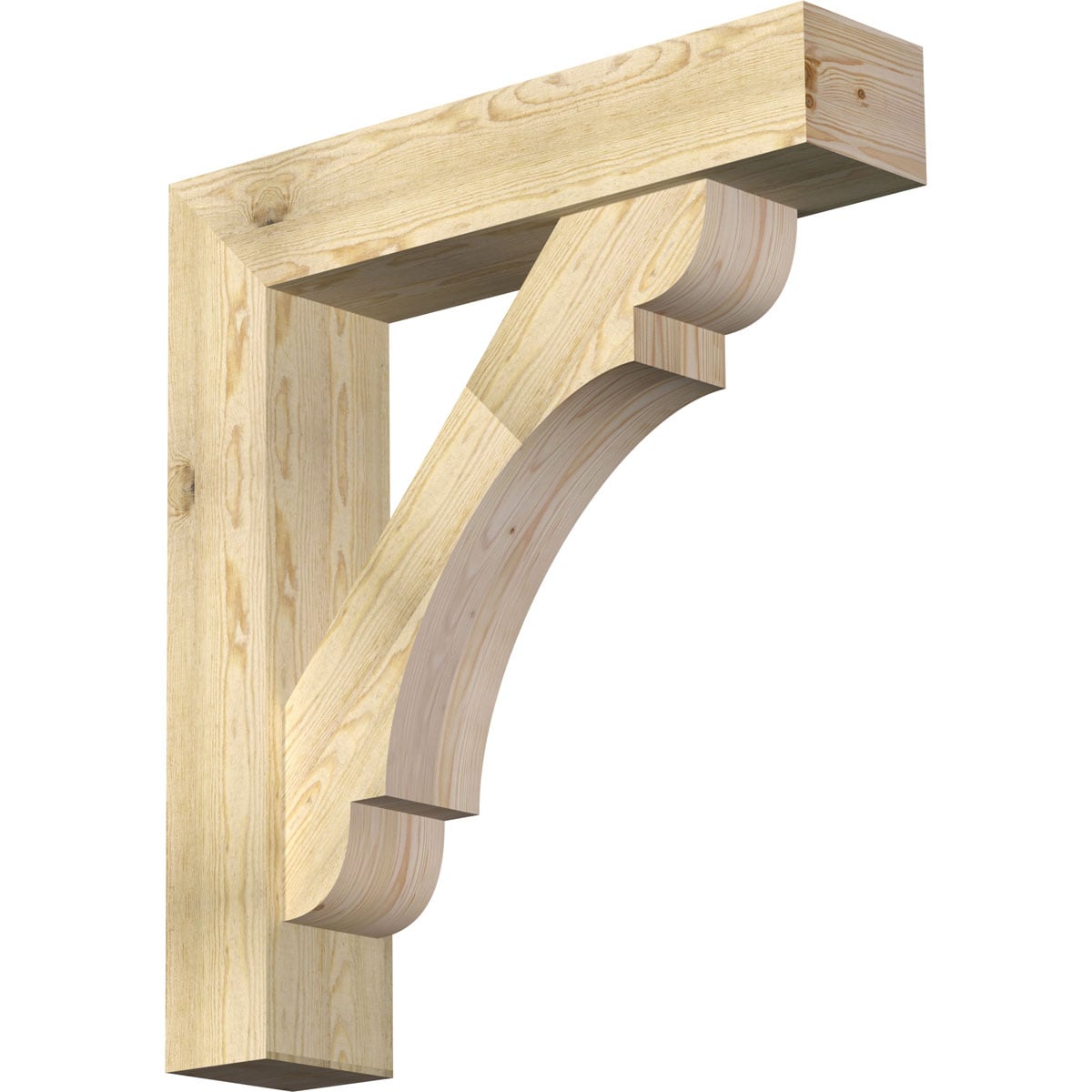 Ekena Millwork 1463697 Olympic Block Rough Sawn Bracket with Offset Brace 8-in x 36-in x 40-in Douglas fir Brown Wood Standard bracket