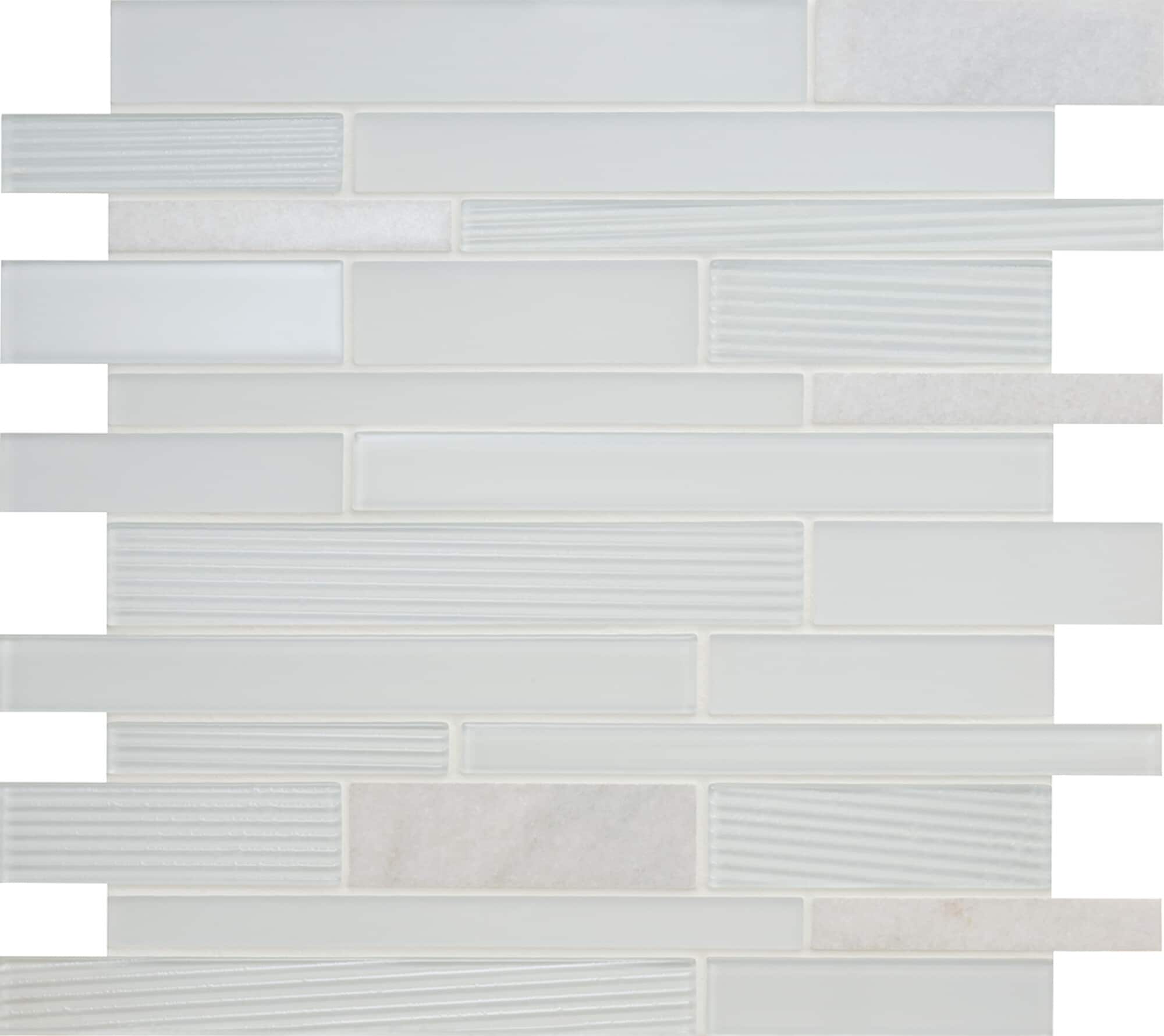 American Olean SA93RANDMS1P Serentina Bliss 12-in x 12-in Multi-finish Glass Patterned Mosaic Wall Tile ( 0.98-sq ft Piece )