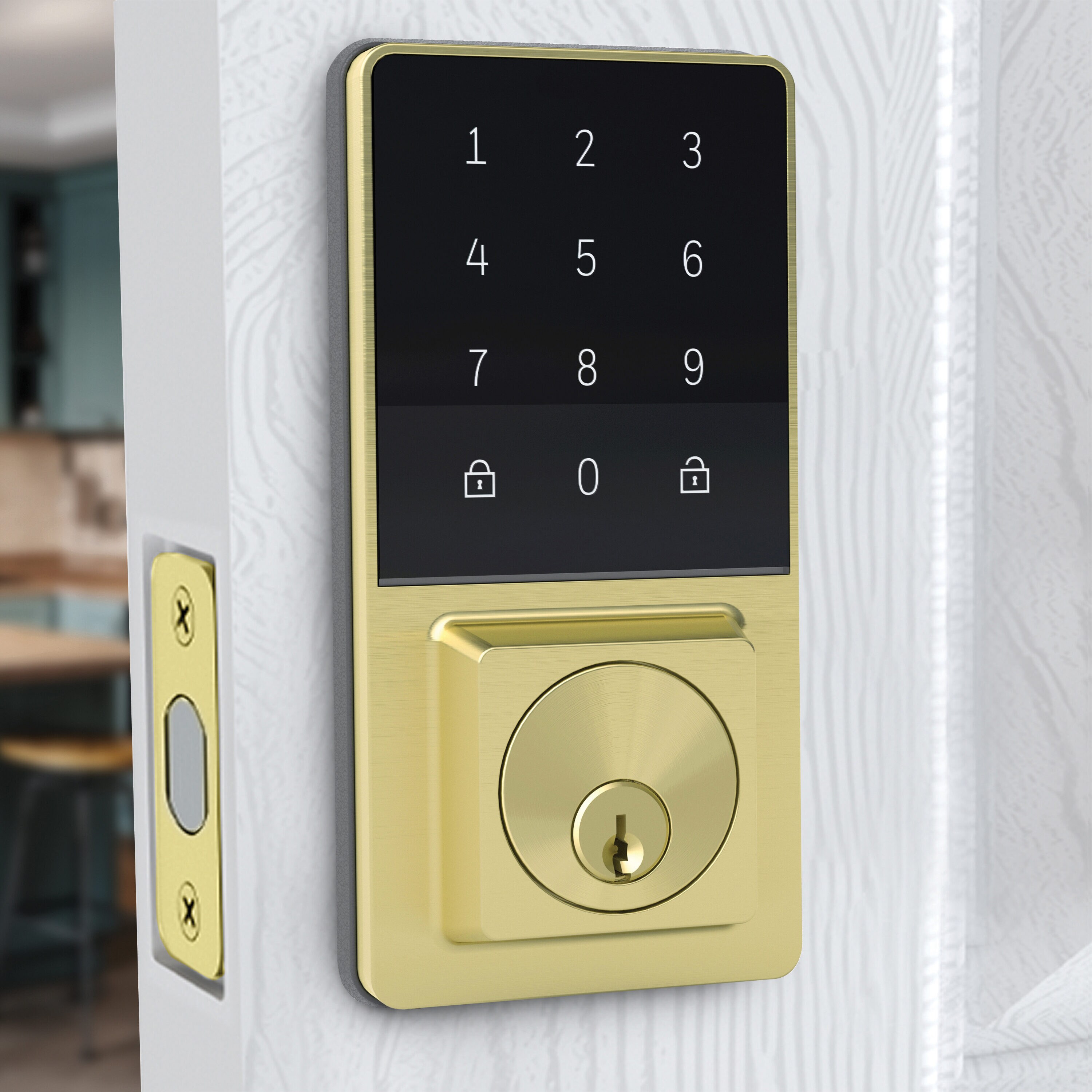 Honeywell Satin Gold Electronic Deadbolt Touchscreen Keypad