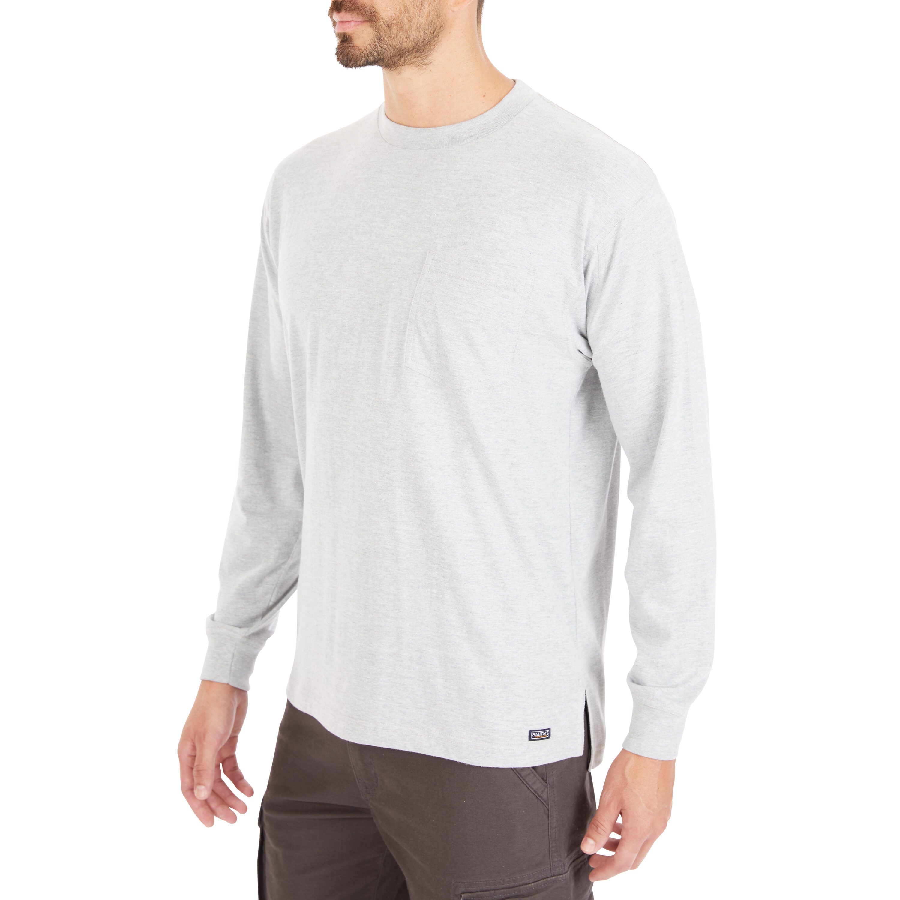 Smith's Workwear Men's Textured Cotton Long sleeve Solid T-shirt Work ...