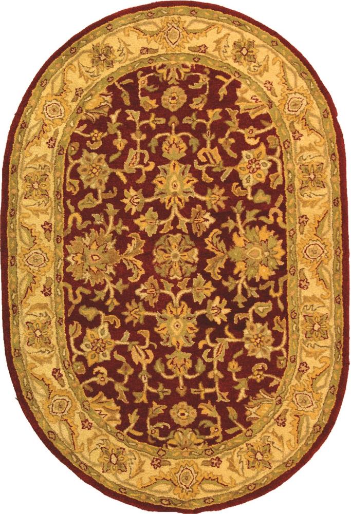 Safavieh AT312C-5OV Antiquity Gorevan 5 x 7 (ft) Tufted Wool Red/Gold Oval Indoor Floral/Botanical Vintage Area rug