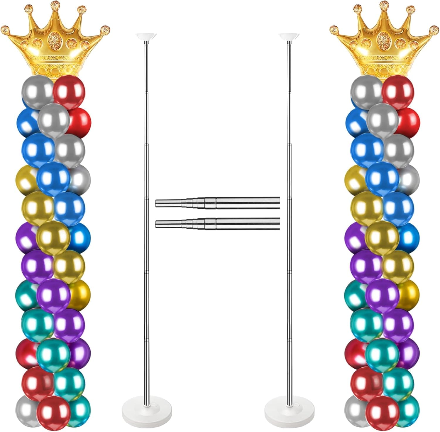 Voircoloria B0CYBV375Z Balloon Column Stand for Floor Set of 2 Adjustable Balloon Arch Stand Balloon Tower Pillar for Halloween Gender Reveal New Yew Baby Shower Birthday Party Decorations (Upgraded)