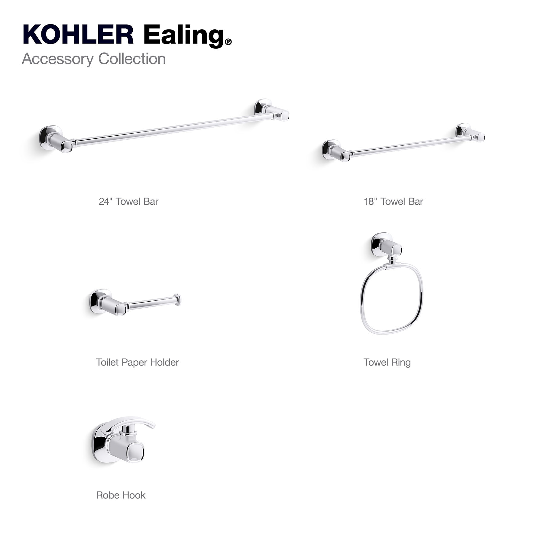 Kohler Fairfax Good Accessory Pack 1-BN Brushed Nickel 24 Towel Bar, Towel  Ring and Tissue Holder 
