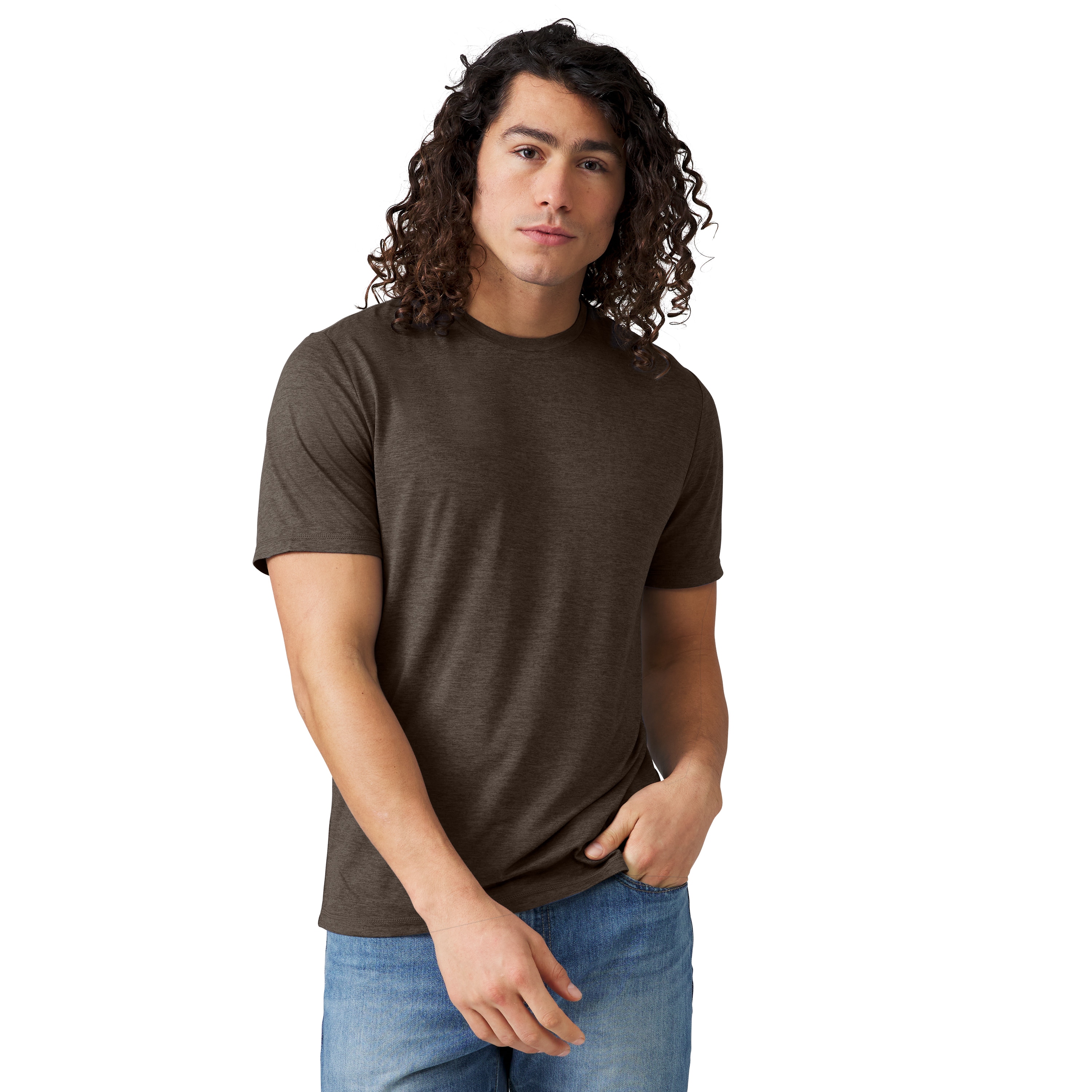 Free Country 15LMAS4412 HCKRY XXL Men's Brown Knit Short sleeve Solid T-shirt ( 2XL )