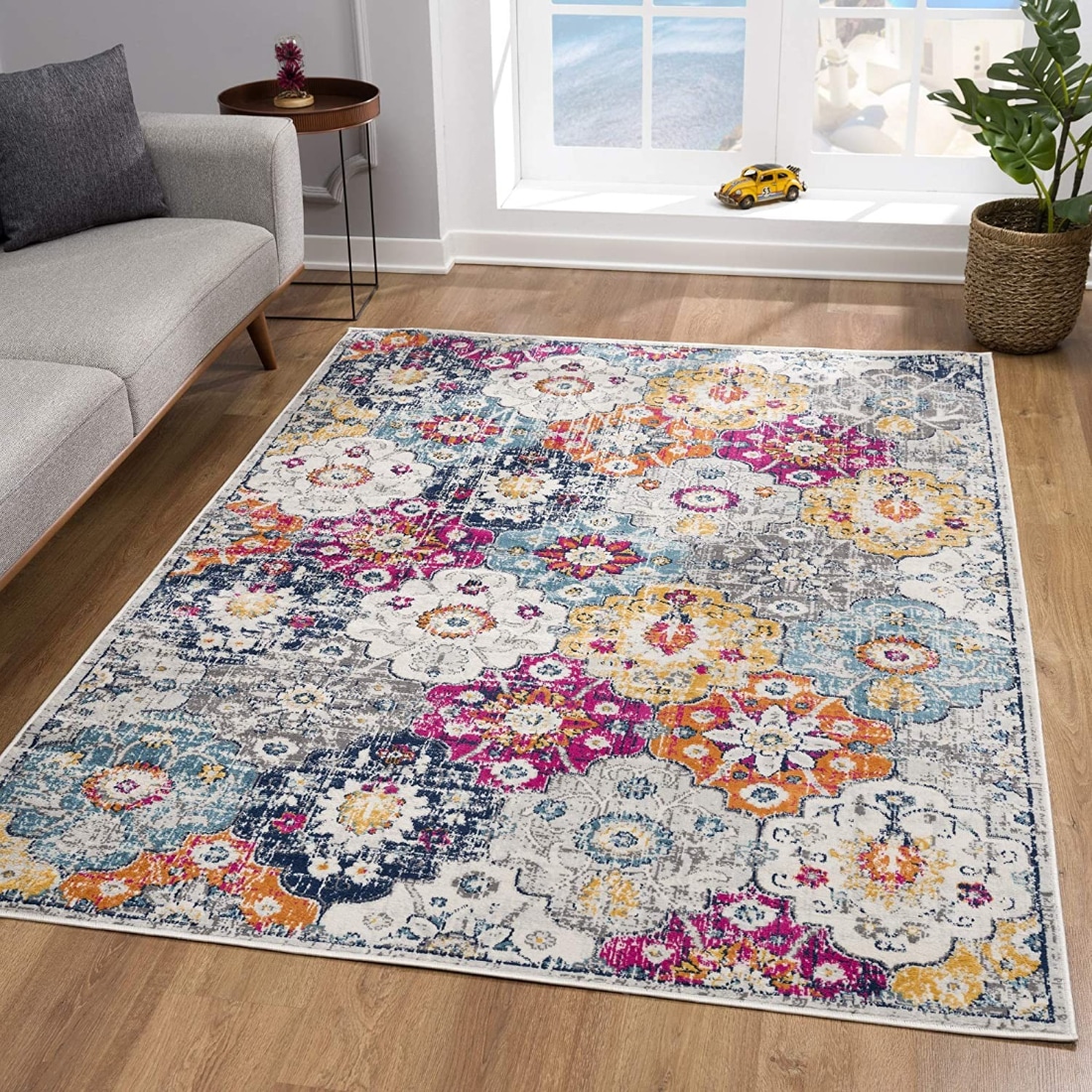 HomeRoots 4000392936 7 x 10 (ft) Polypropylene Rust Rectangular Indoor Floral Area rug