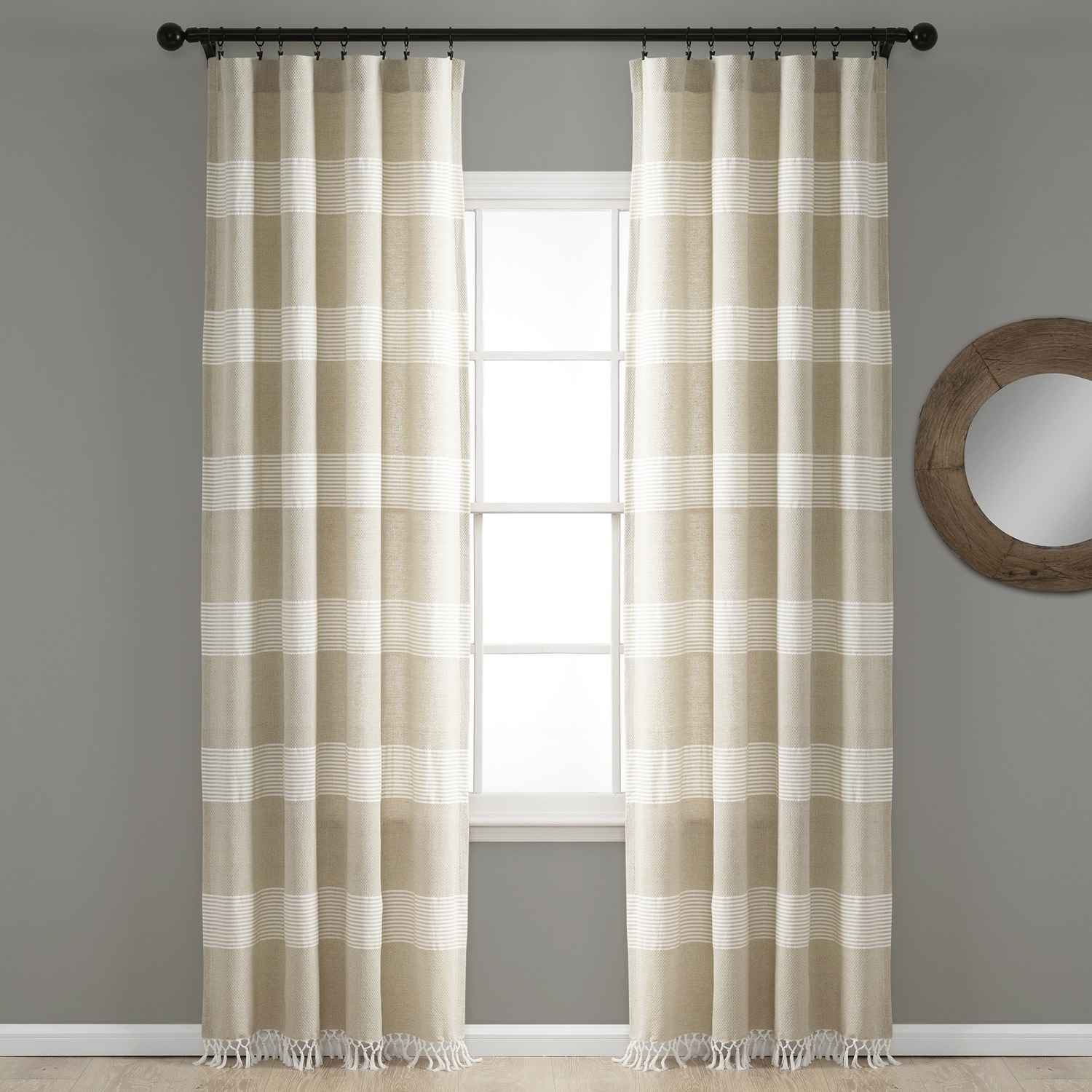 Lush Decor 16T004815 95-Inches Taupe Striped Light filtering Rod pocket Curtain panel pair