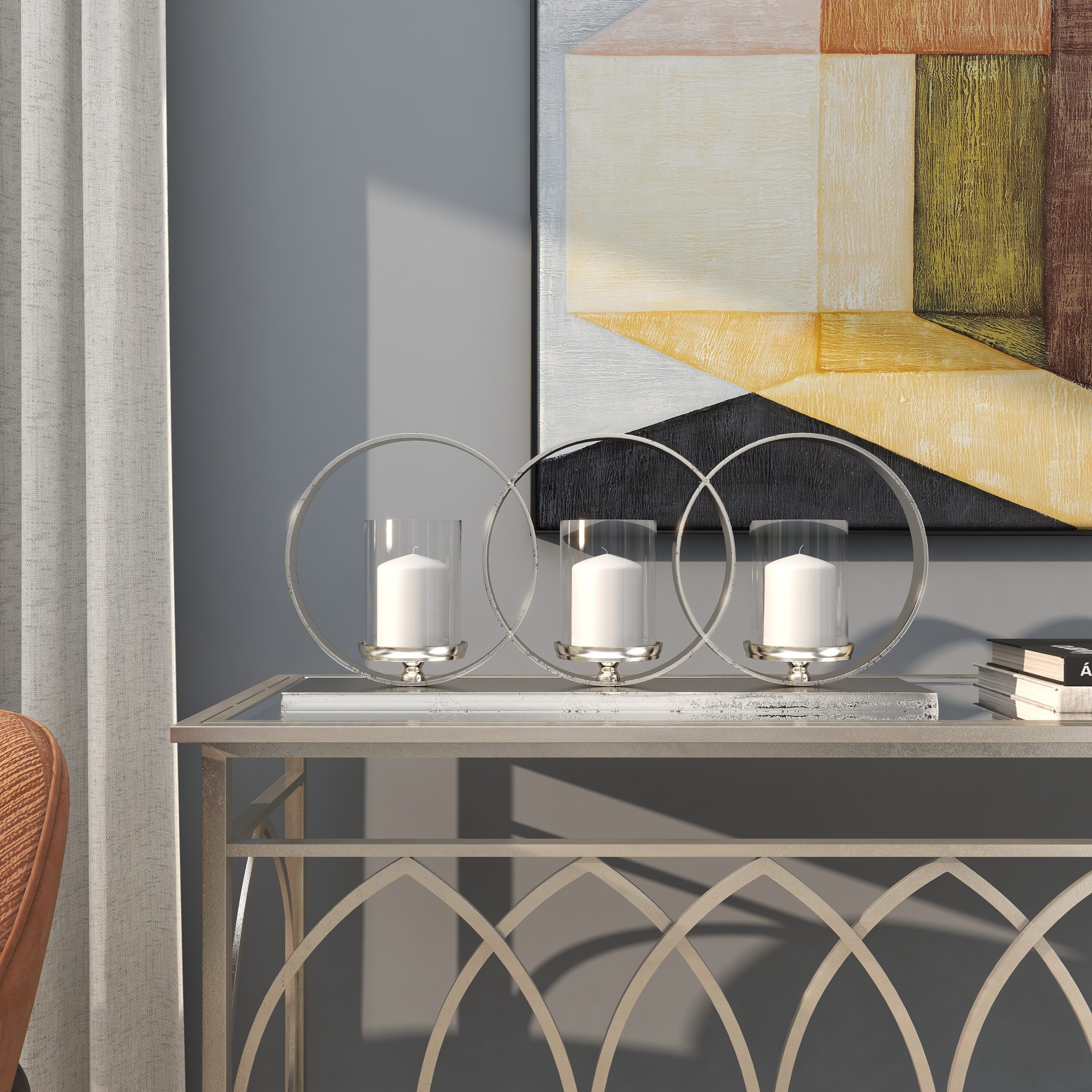 Grayson Lane 37674 3 Candle Aluminum Candelabra Candle Holder