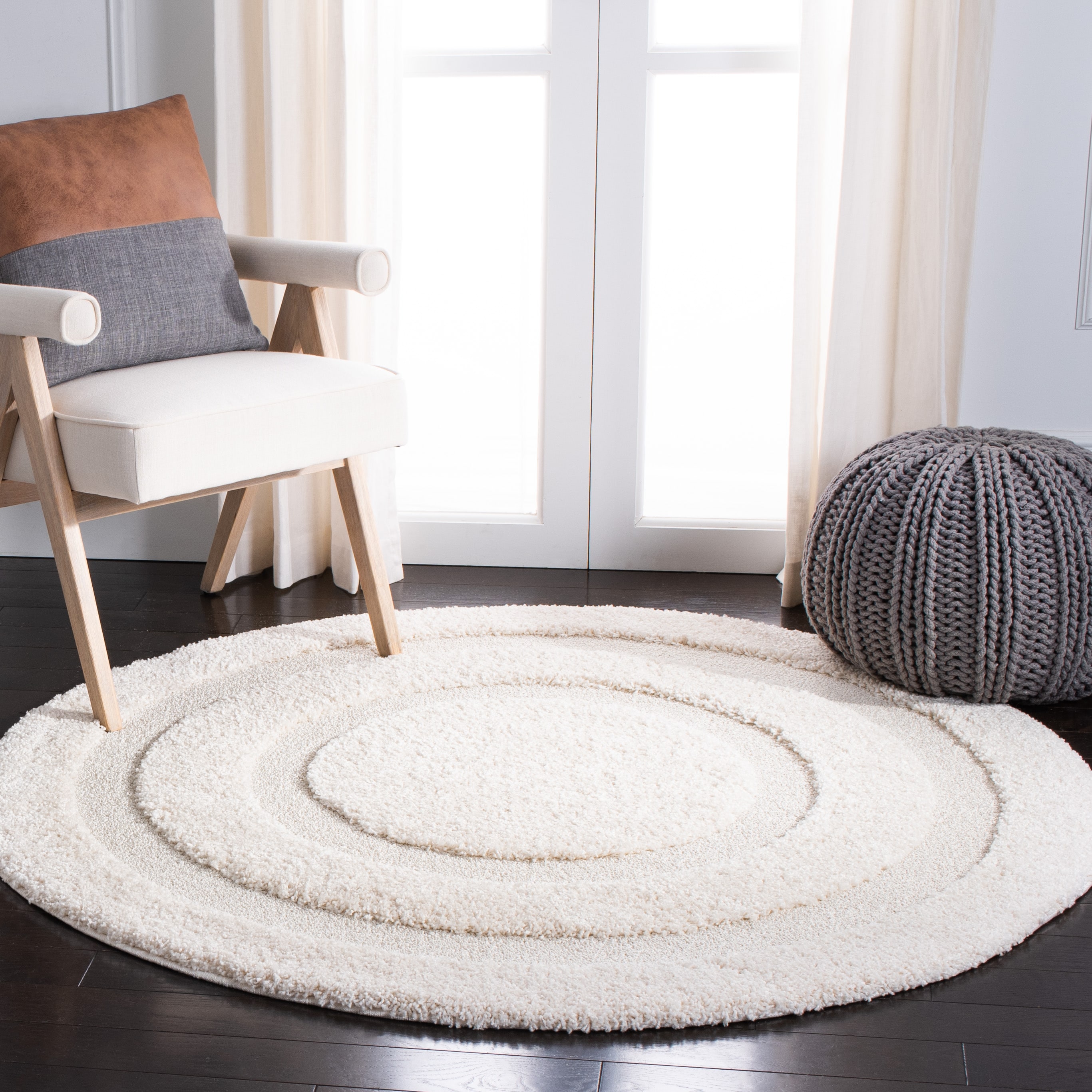  Christmas Shag Area Rug, 4ft Indoor Round Area Rugs